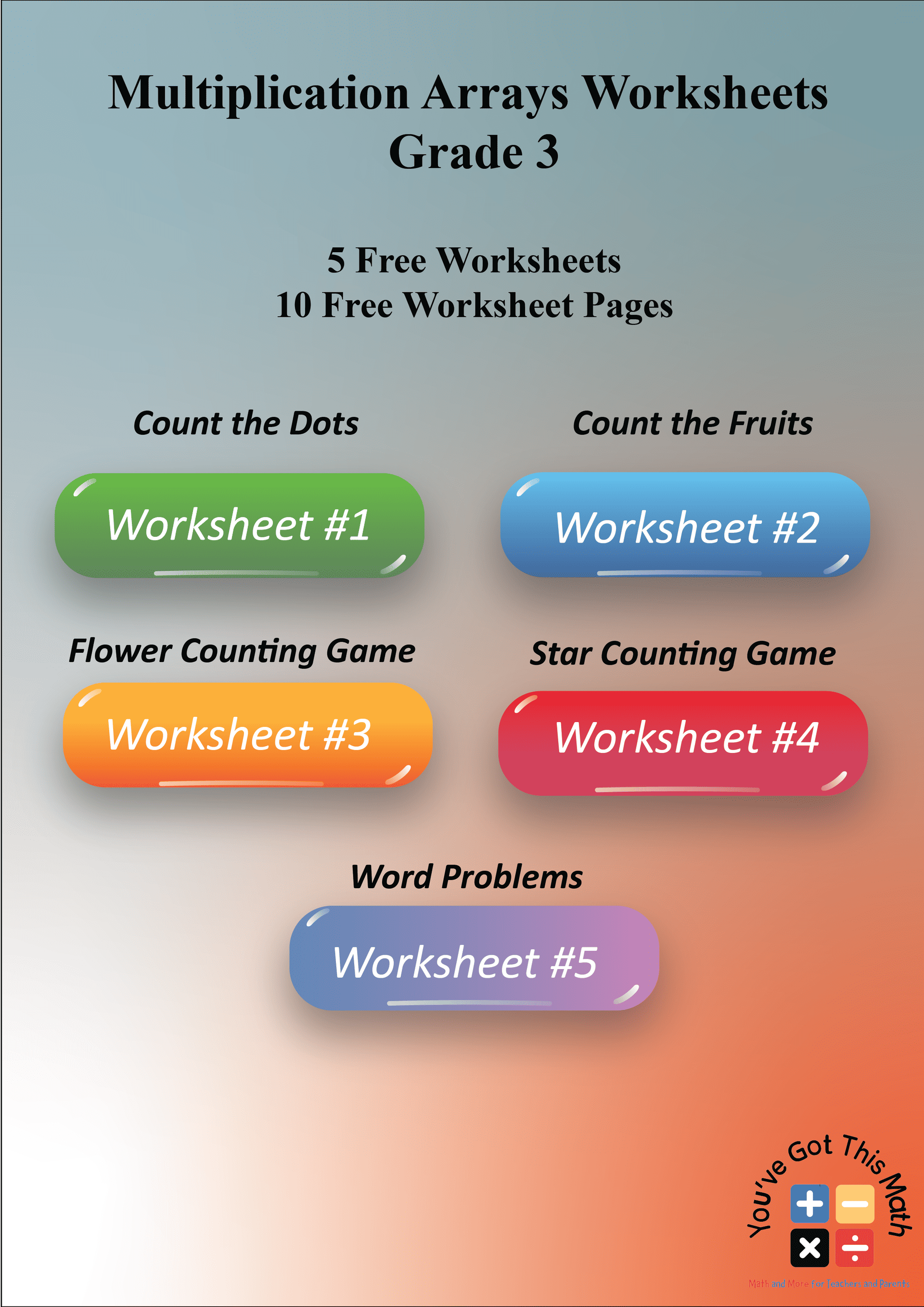 5 Multiplication Arrays Worksheets Grade 3