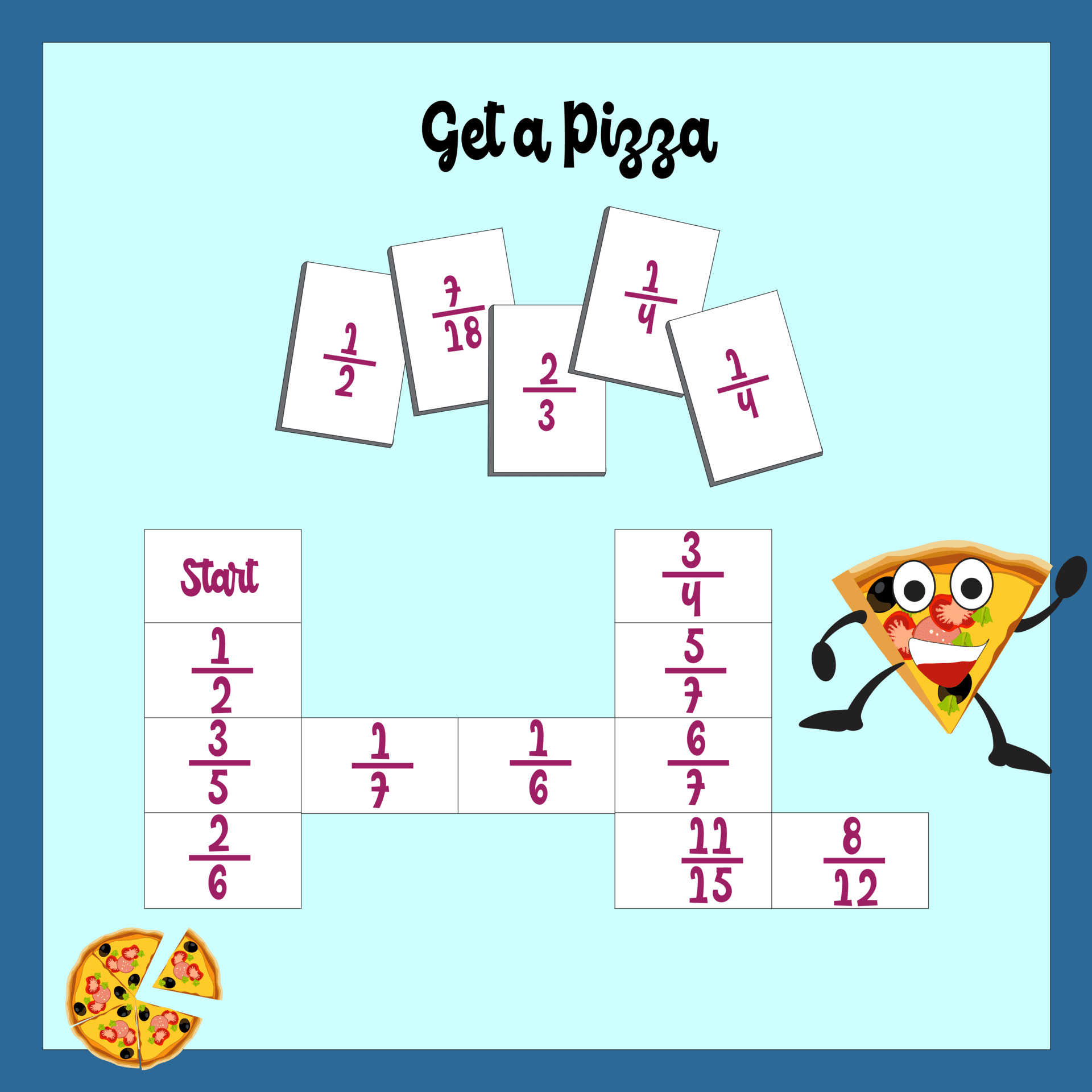 picking cards to describe Fraction Puzzle Worksheet