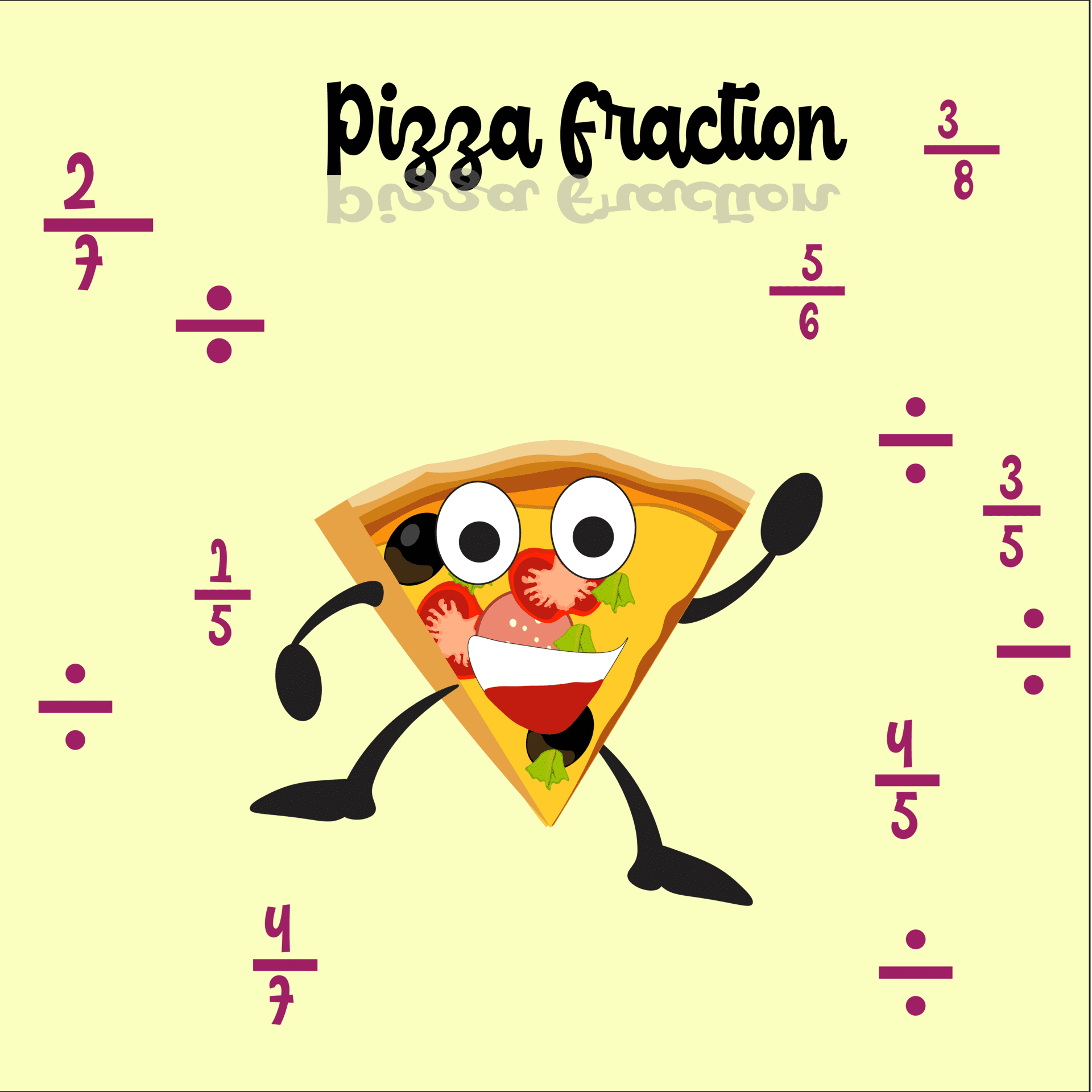using pizza to describe fraction puzzle worksheet