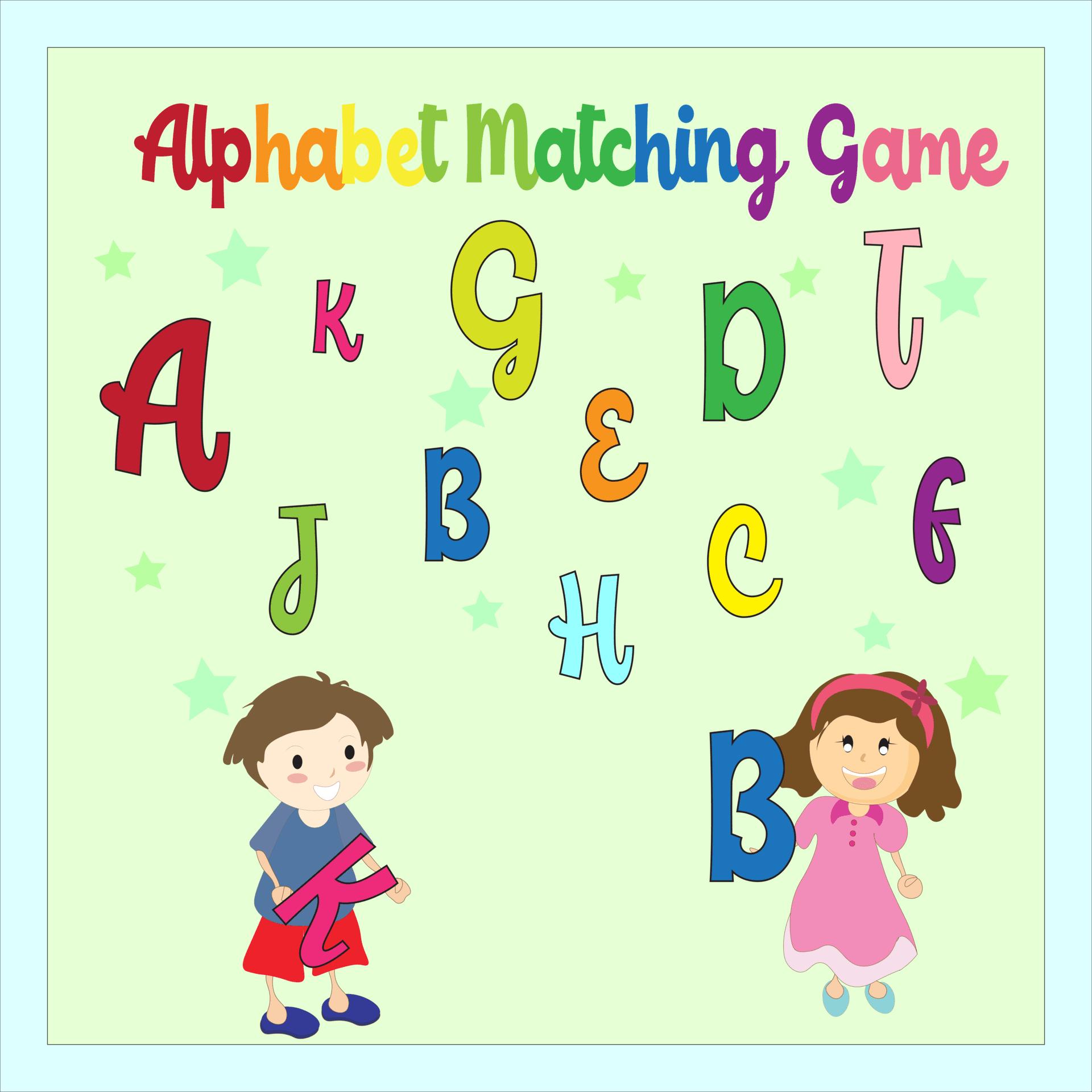 two children trying to match lower and upper case letters