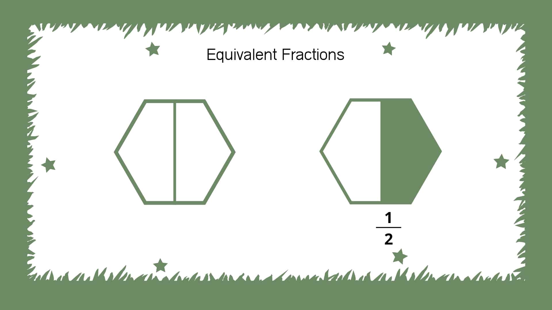 representation of fraction half to represent equivalent fraction game printable