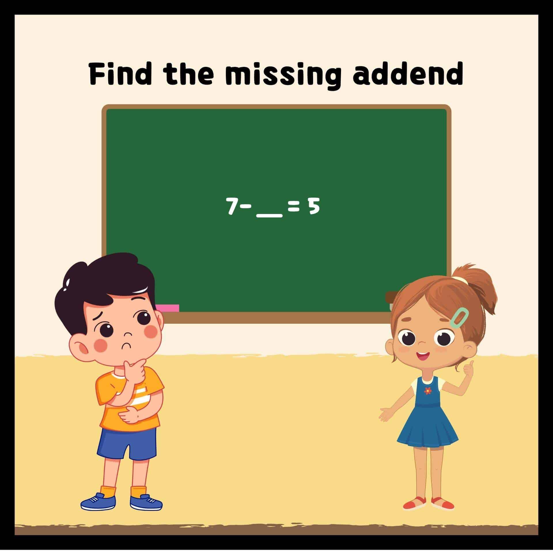 two students are trying to find the missing addend subtraction