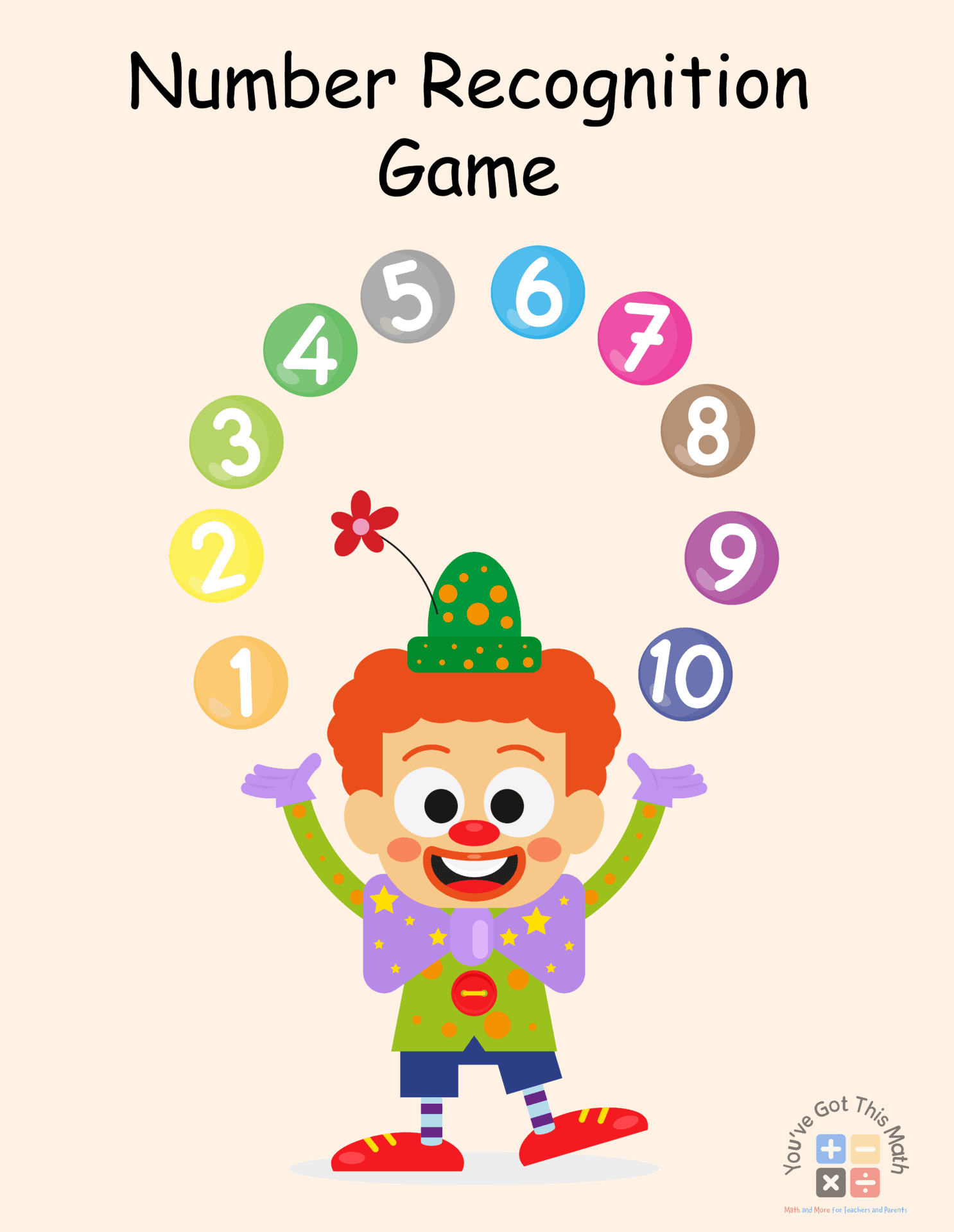 8 free number recognition game worksheets