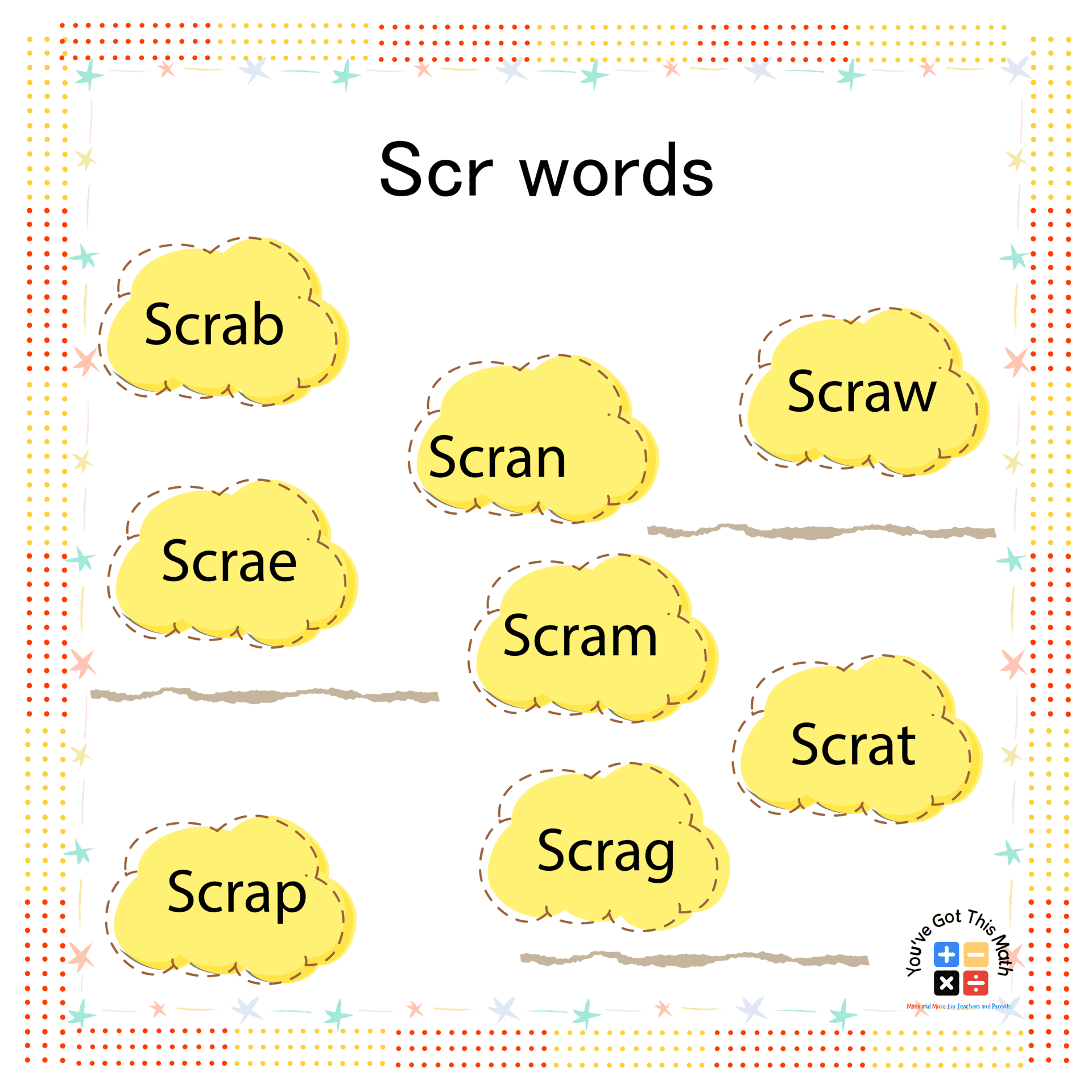 using scr words to learn 3 Letter Blend Words