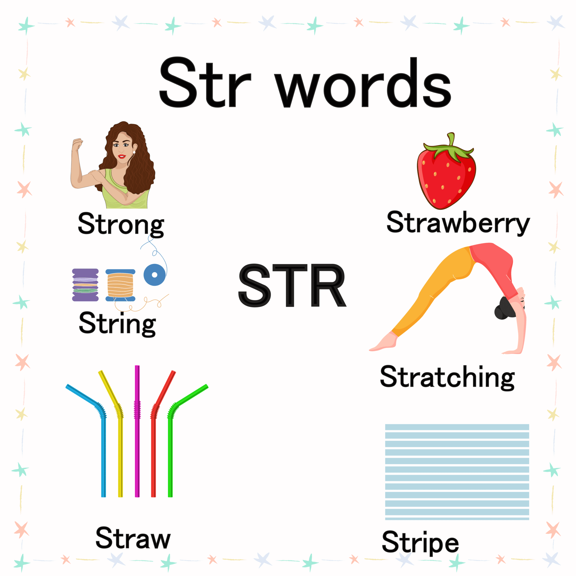 using str words to learn 3 Letter Blend Words