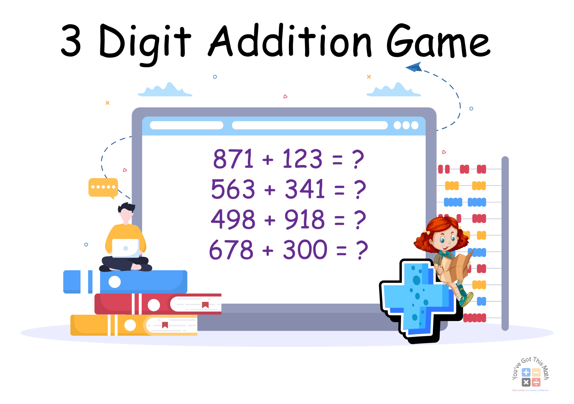 3 to 5 Digit Addition and Subtraction Powerpoint Game by Teacher Gameroom