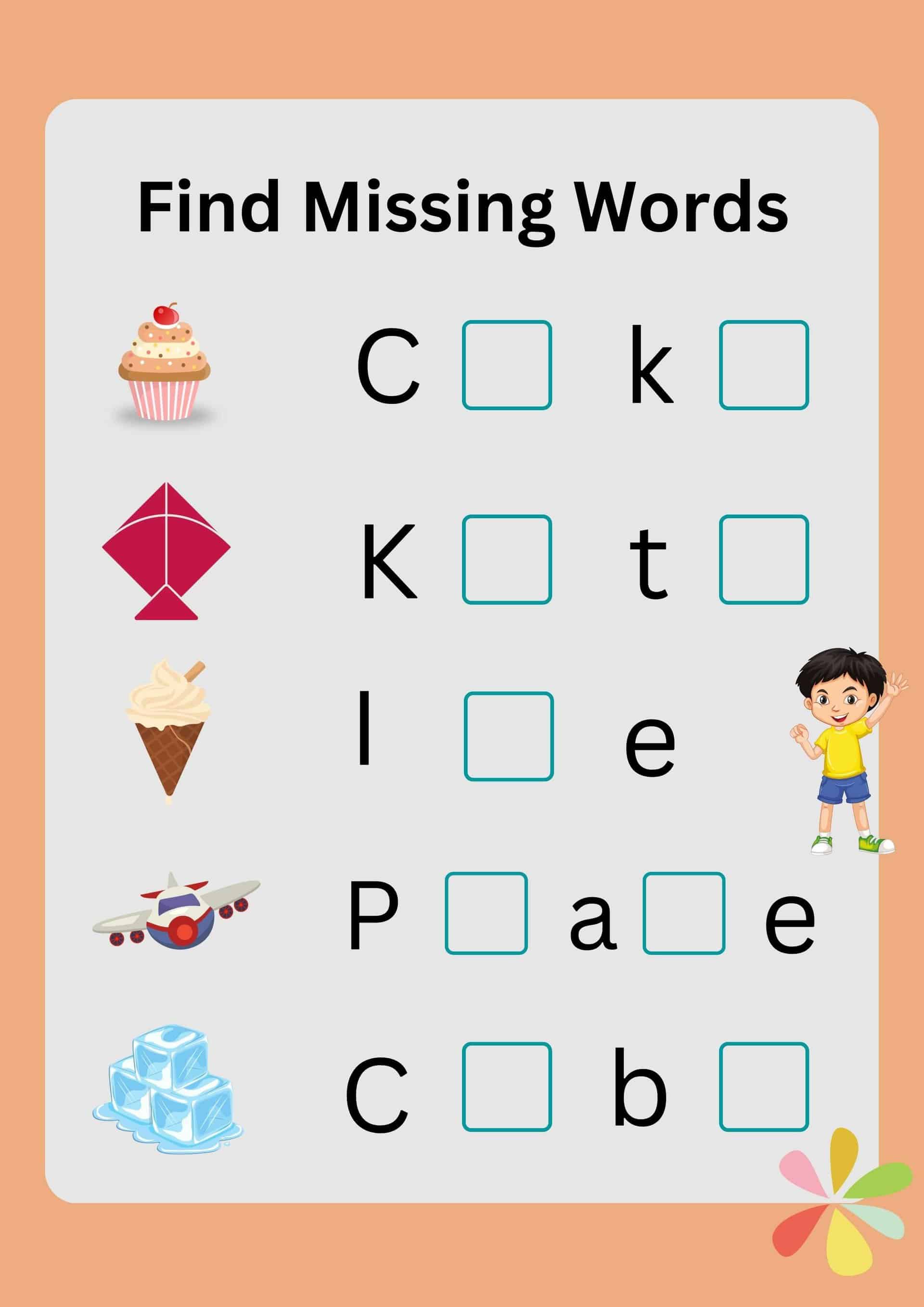 find missing words to understand CVCe words with pictures