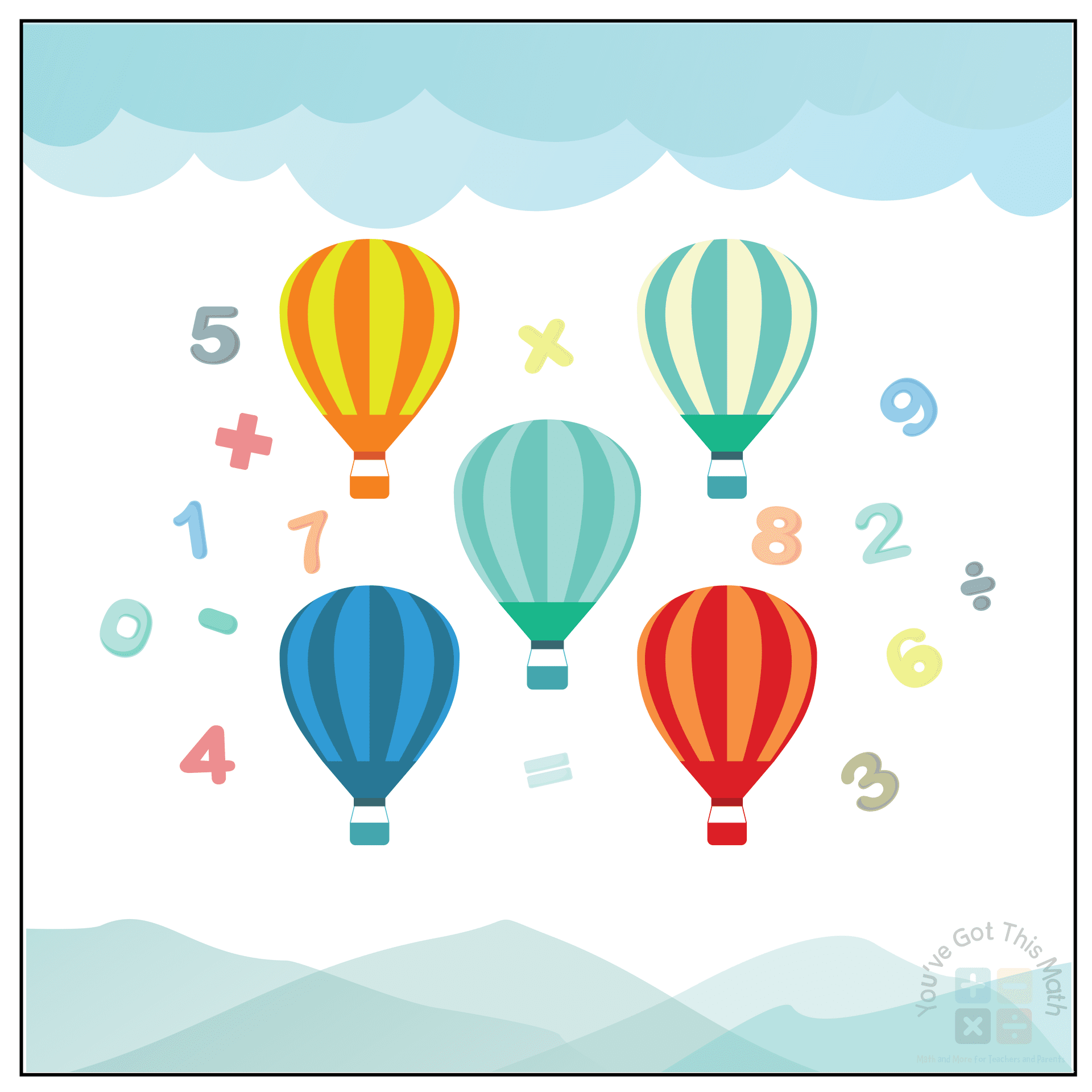 Hot Air Balloon Math Worksheets | Free PDF