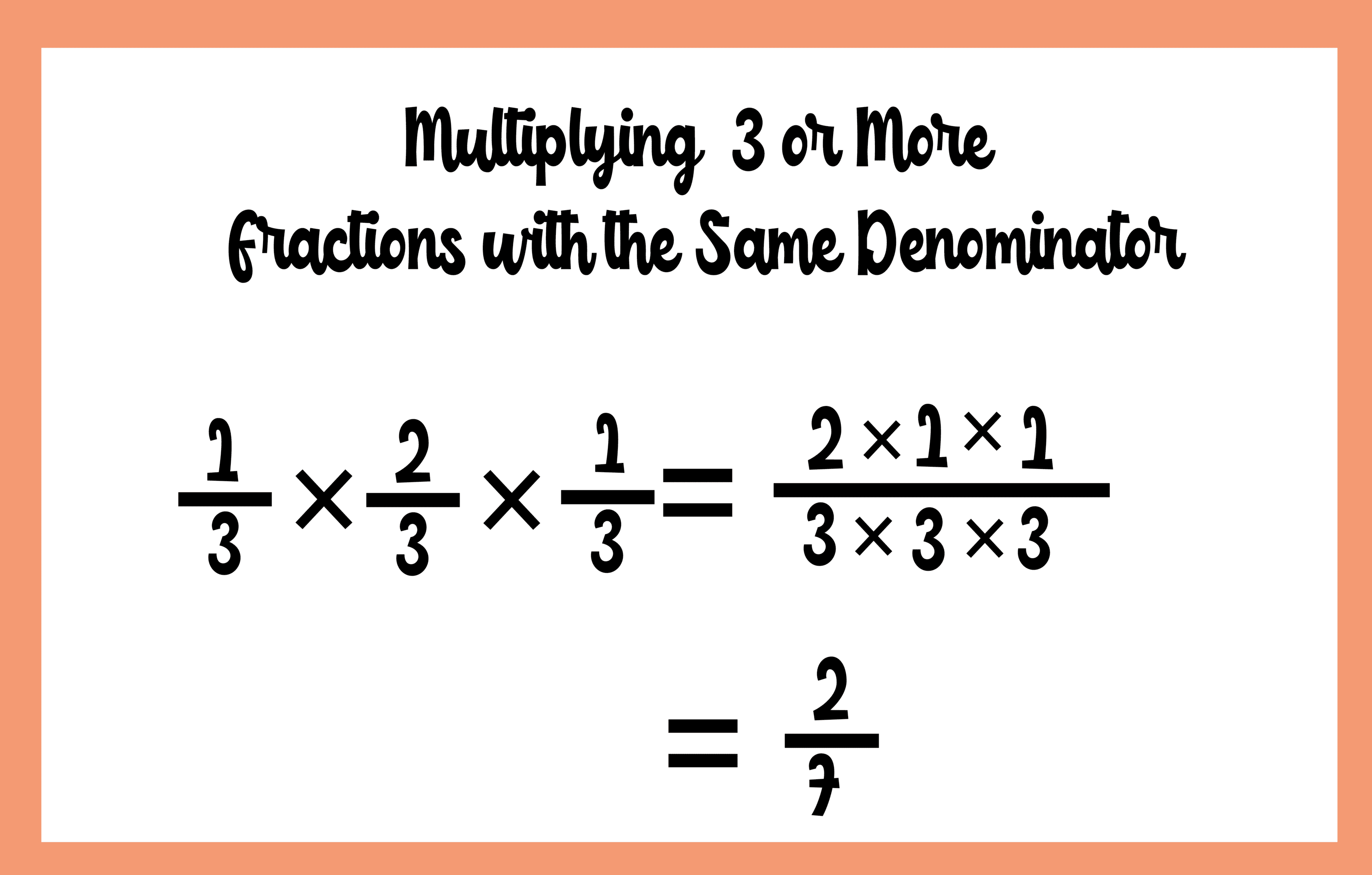 using 3 or more fraction to describe Multiplying Fractions with Same Denominators Worksheets
