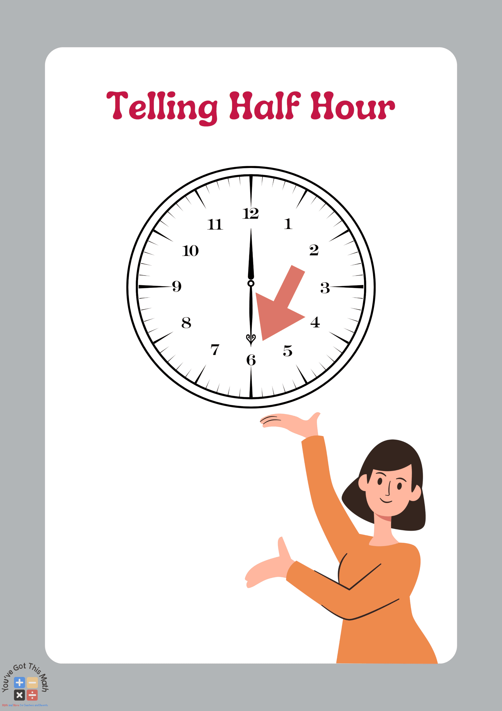 using half hour hand to describe Telling Time Coloring Worksheets