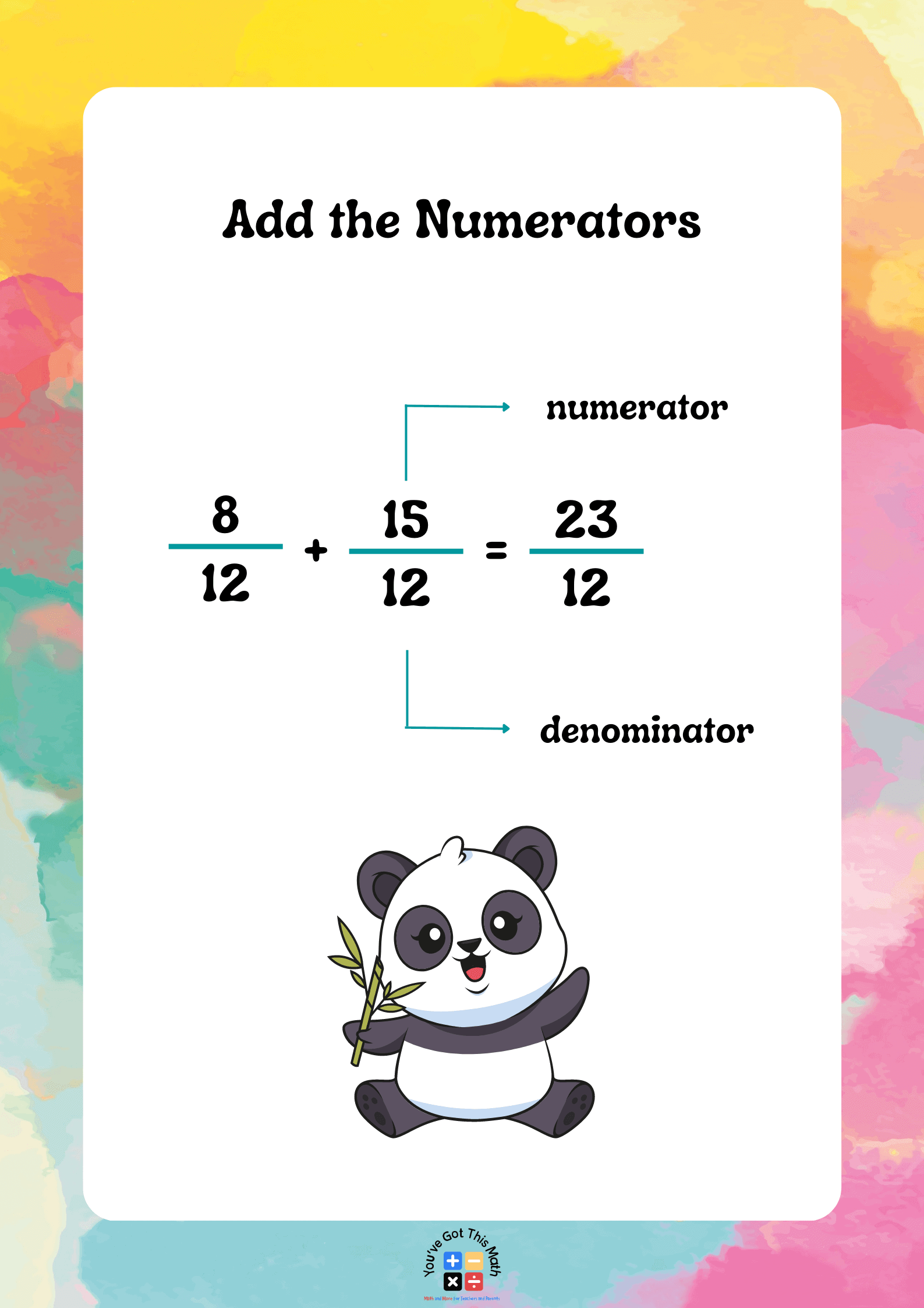 Adding Numerators for adding and subtracting fractions wit regrouping worksheets