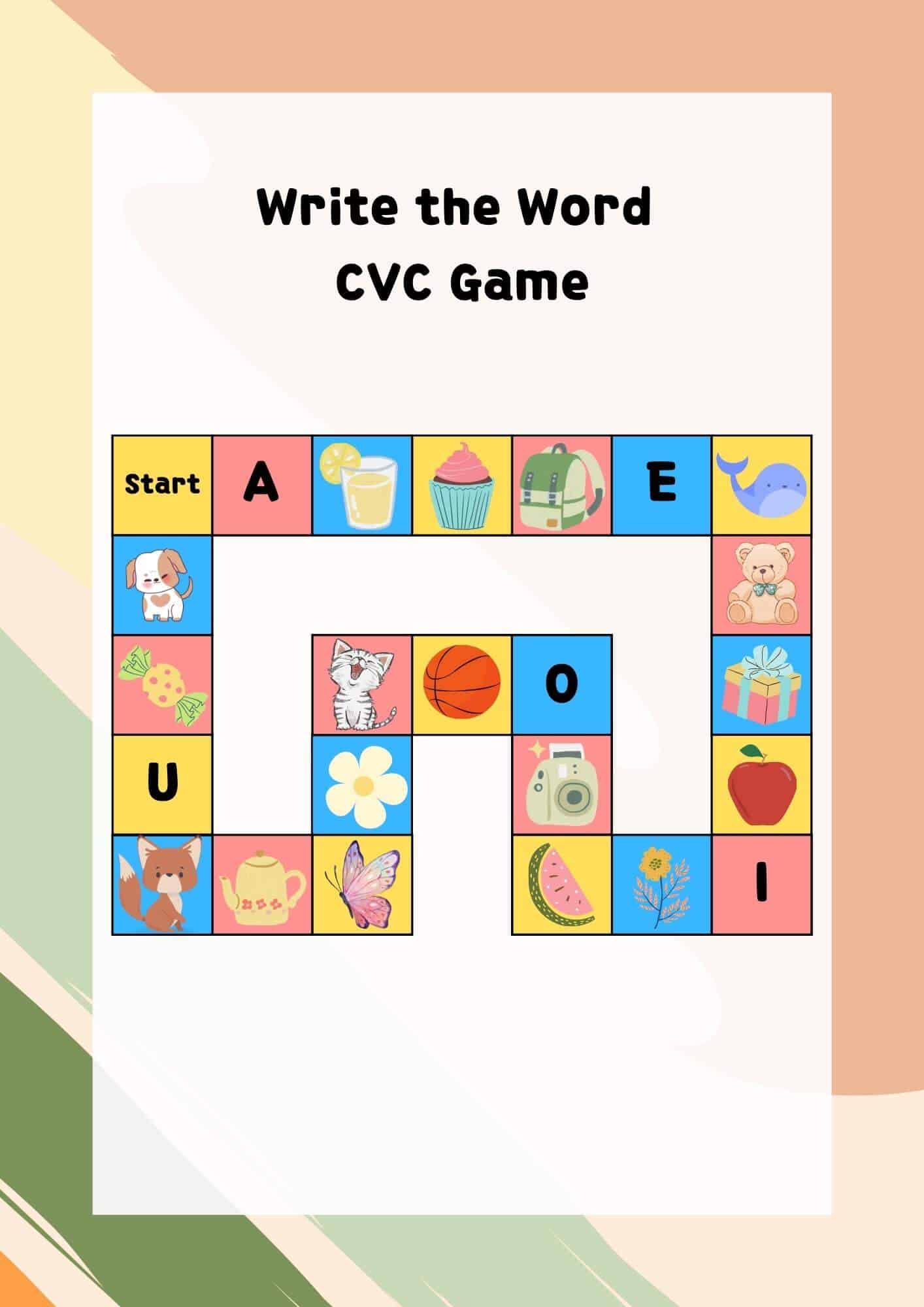CVC Short Vowel write the word Games