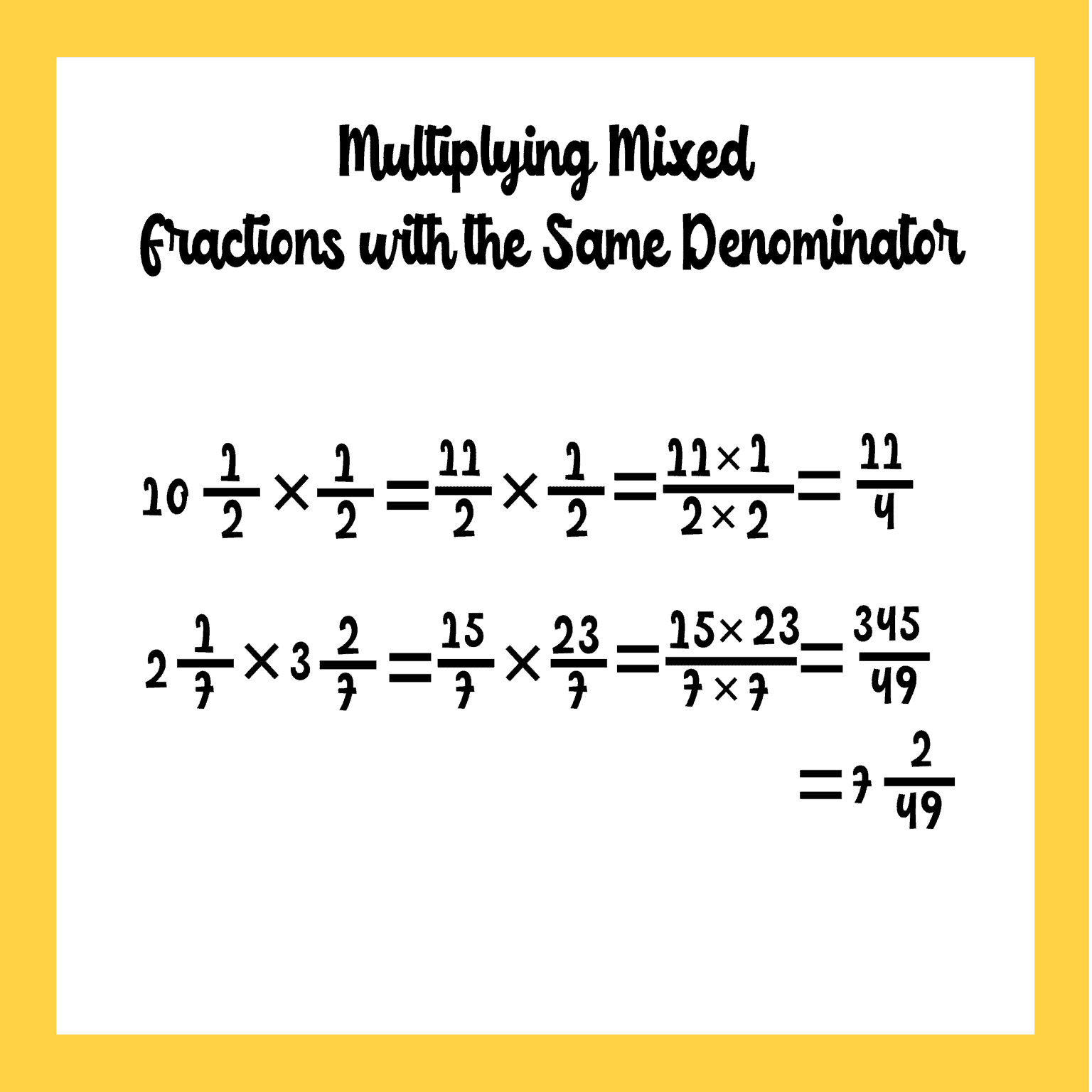 Multiplying Fractions with Same Denominators Worksheets | Free PDF