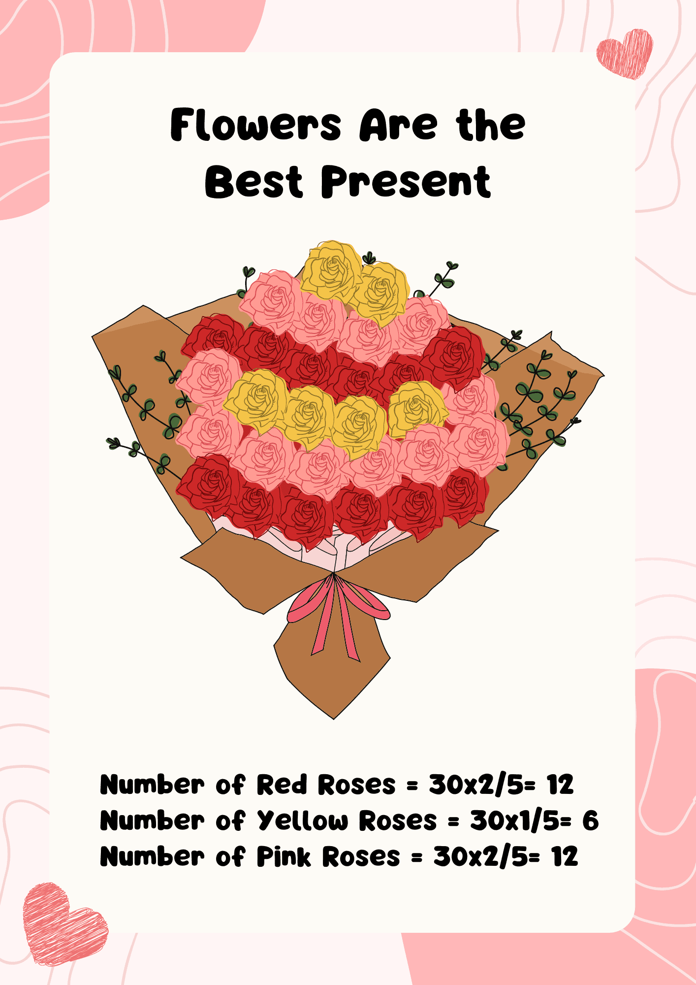 Counting Number of Roses Based on Color as one of Valentine Fraction Math Activities