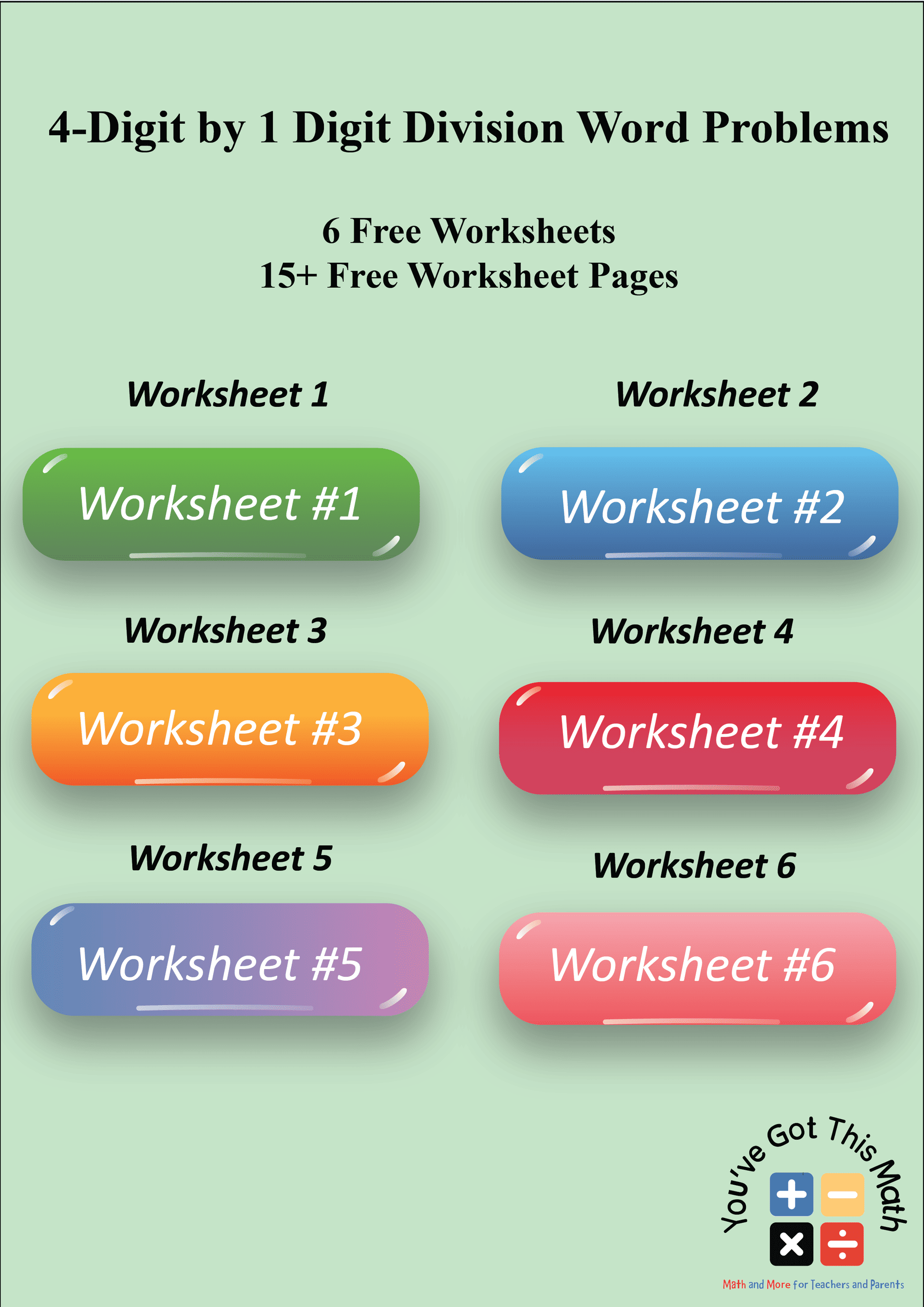 4 Digit By 1 Digit Division Word Problems Free Worksheets