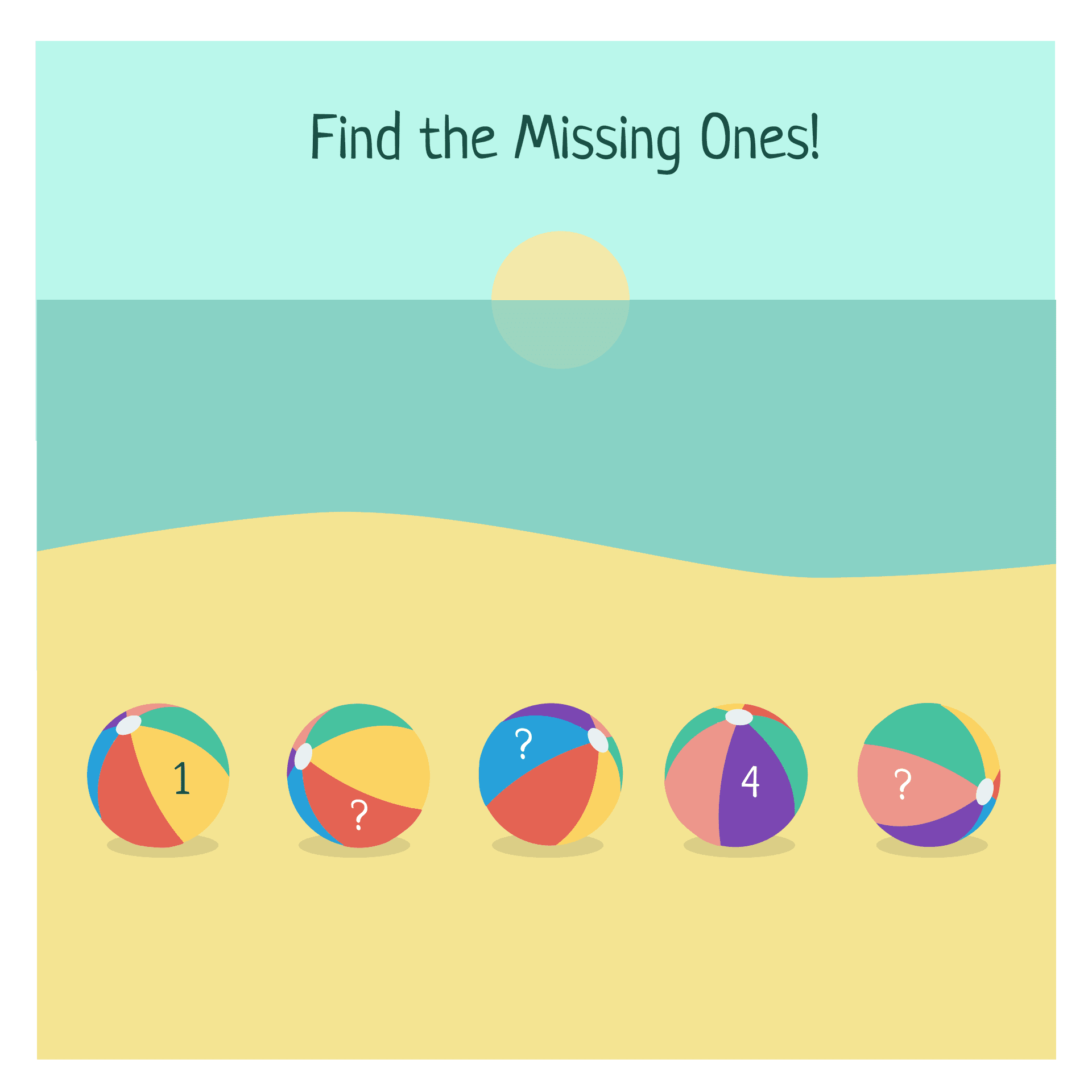 Beach Themed Math Activities to Find Missing Numbers
