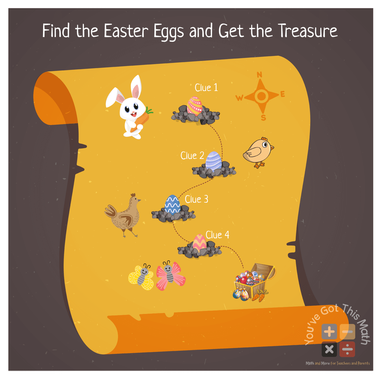 5 Free Math Easter Egg Hunt Worksheets