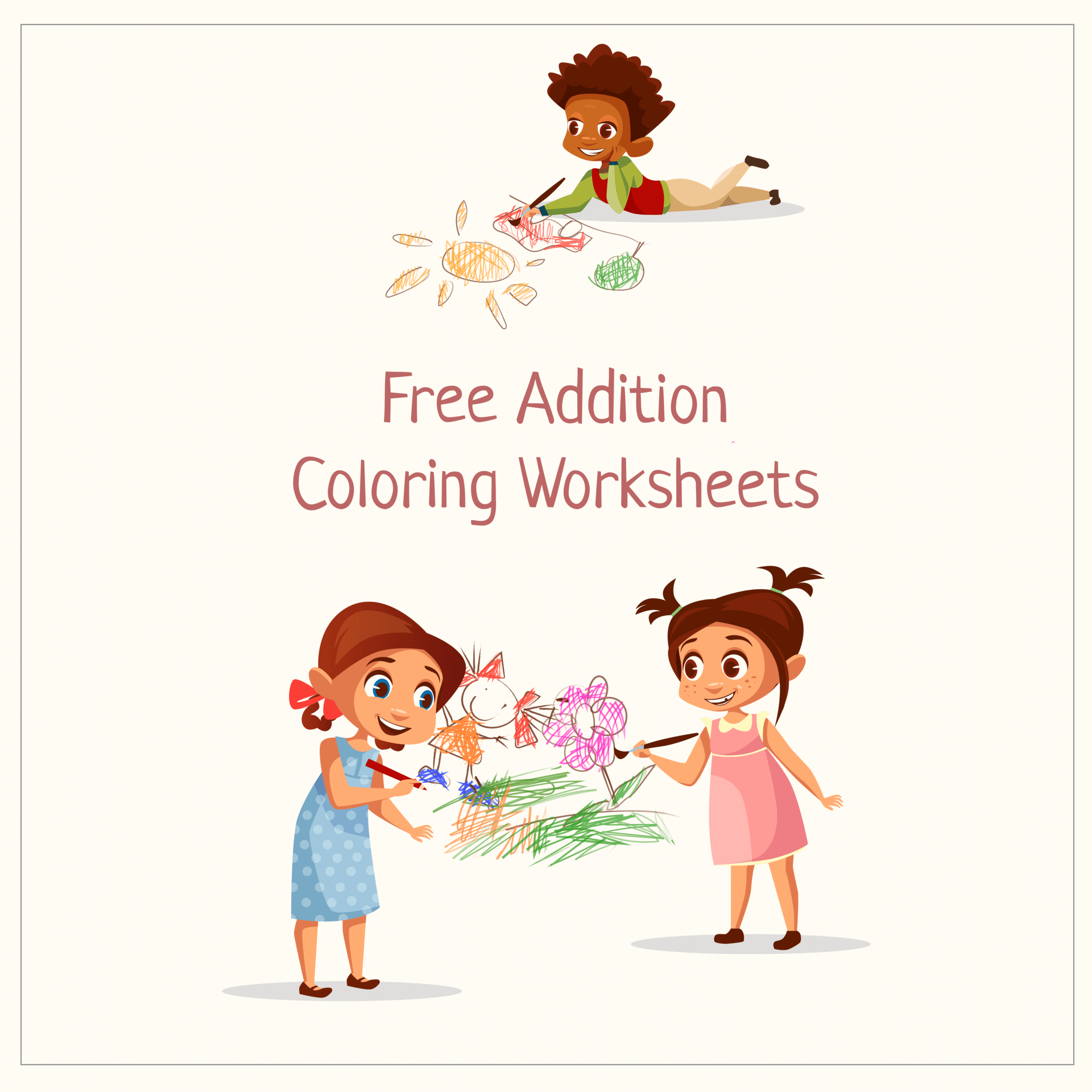 5 Free Addition Coloring Worksheets PDF