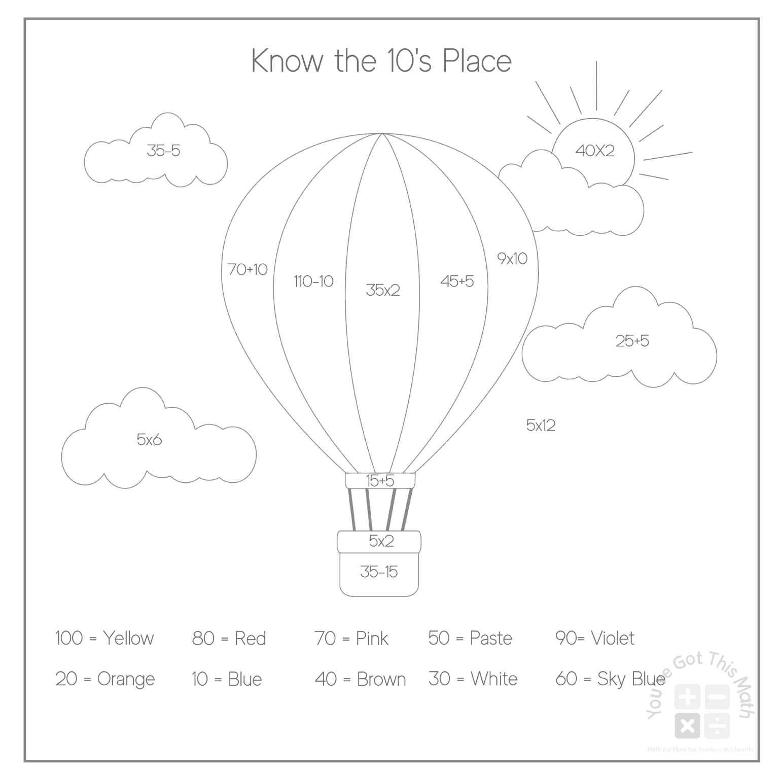 Fun Color by Number Hot Air Balloon Activities Free Printable
