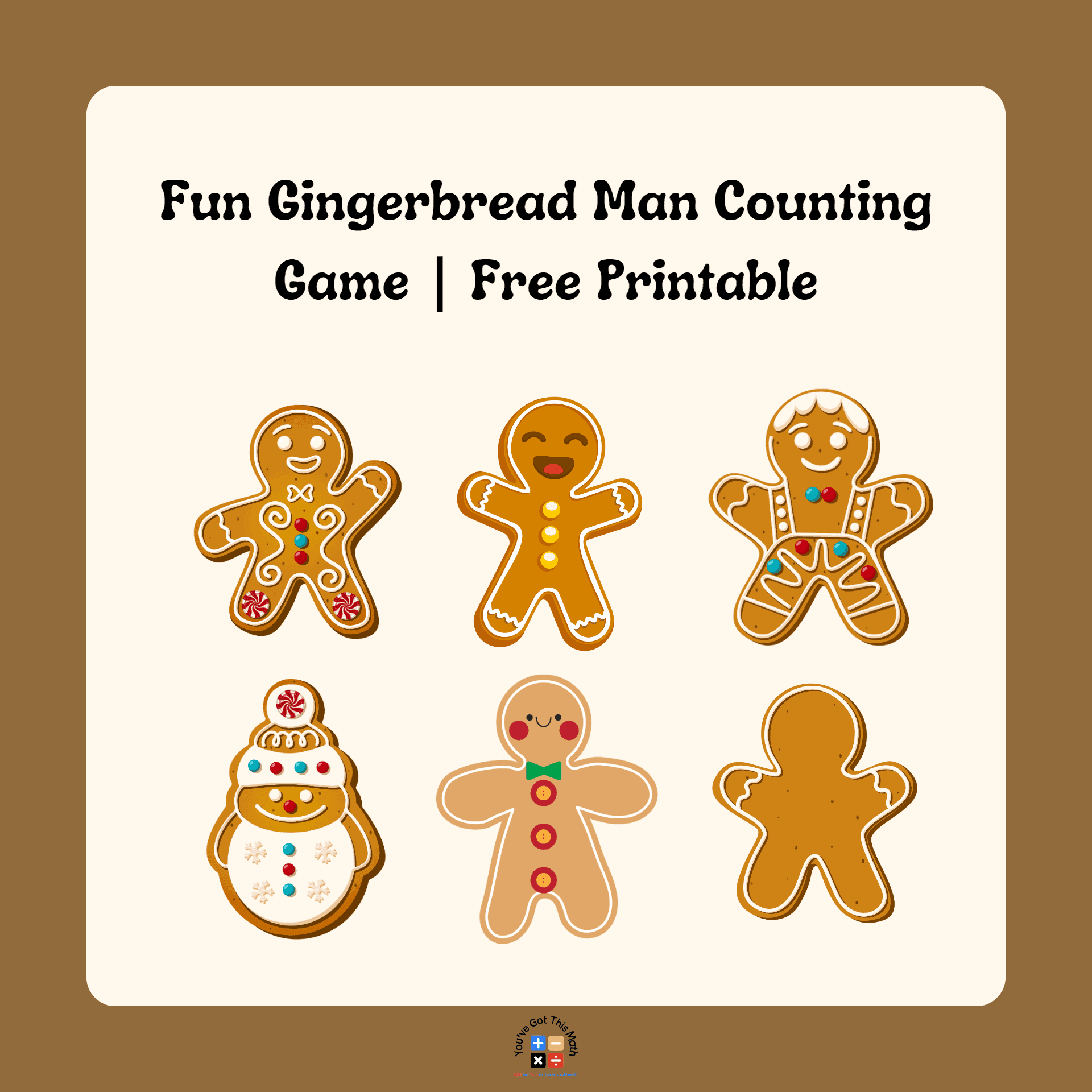 5 Gingerbread Man Counting Game Worksheets