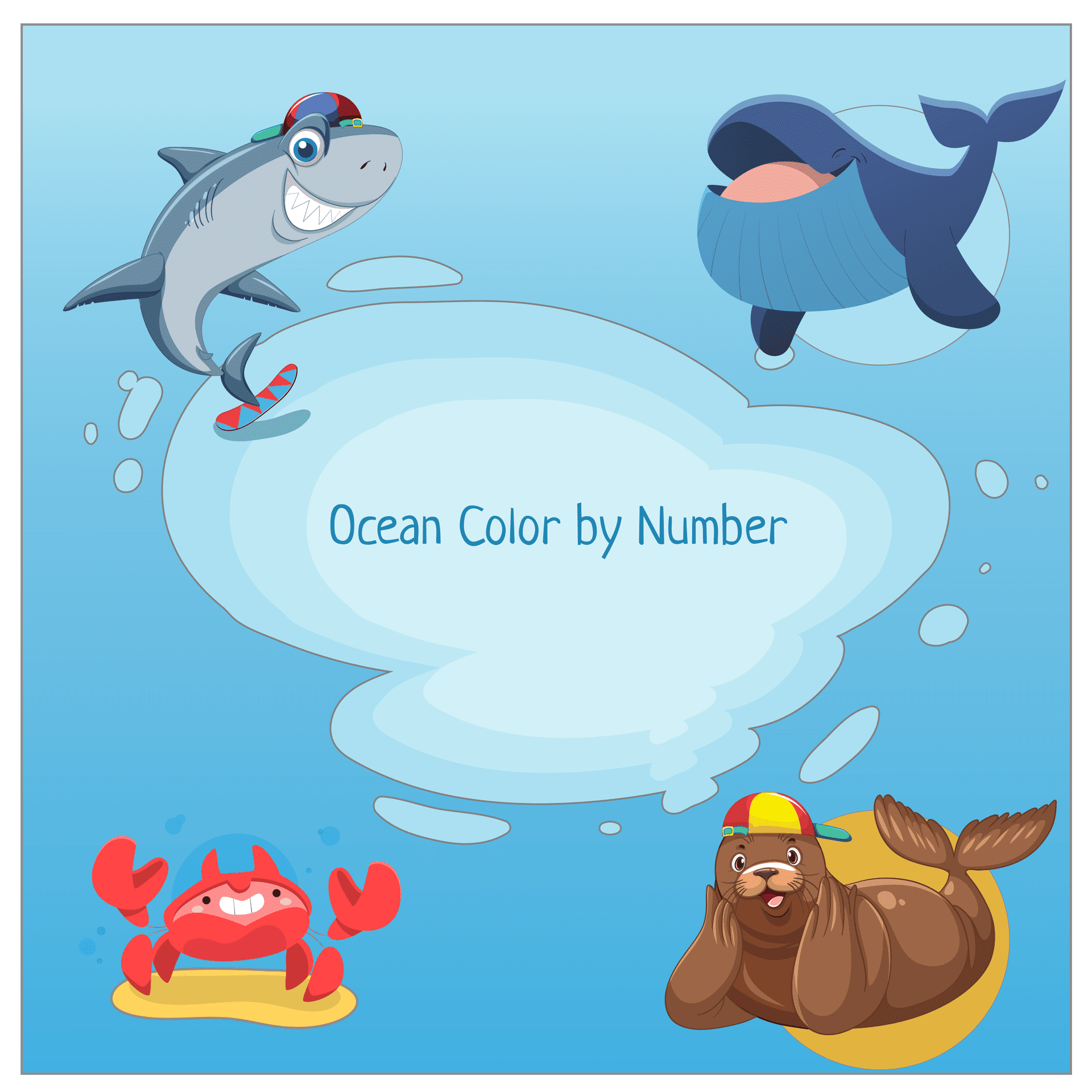 10 Free Ocean Color by Number Pages