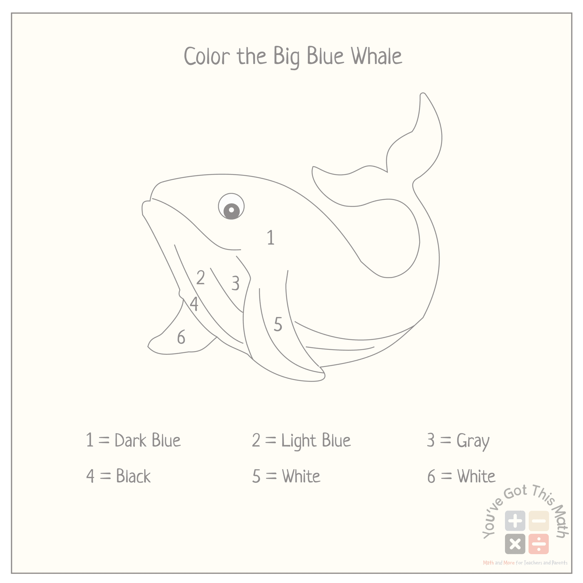 using numbers to color big blue whale