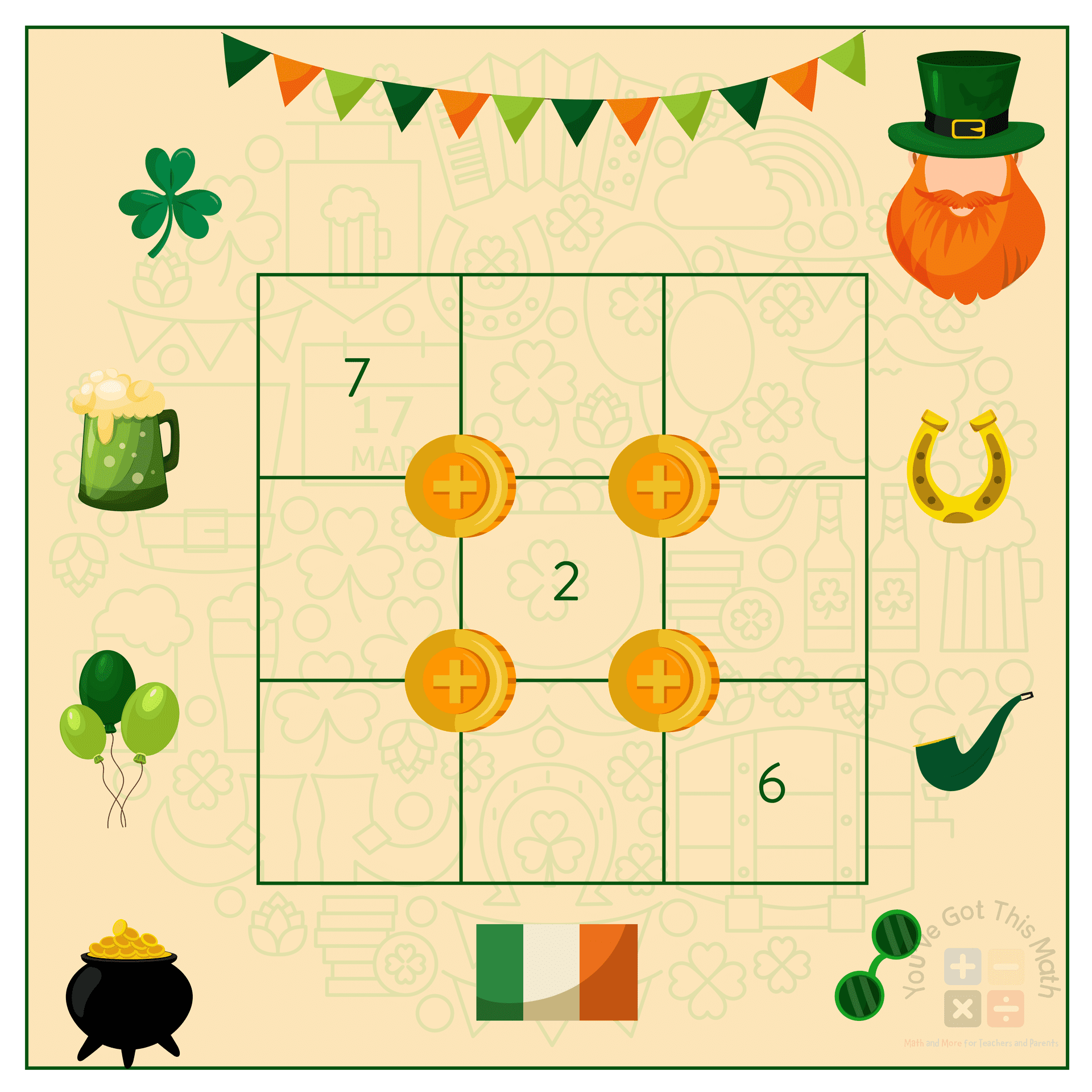 Making 17 All Along as A St Patrick's Day Math Riddle