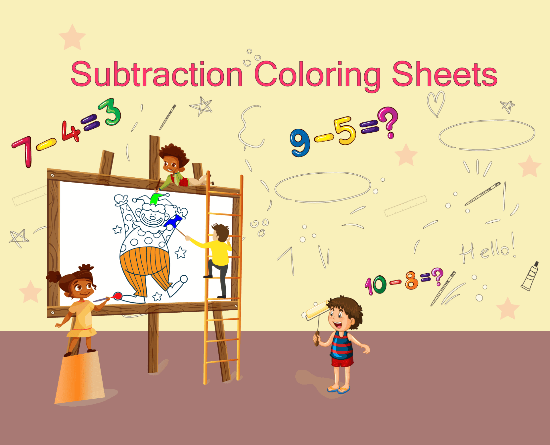 Simple Subtraction Coloring Sheet Simple Subtraction Coloring Sheet