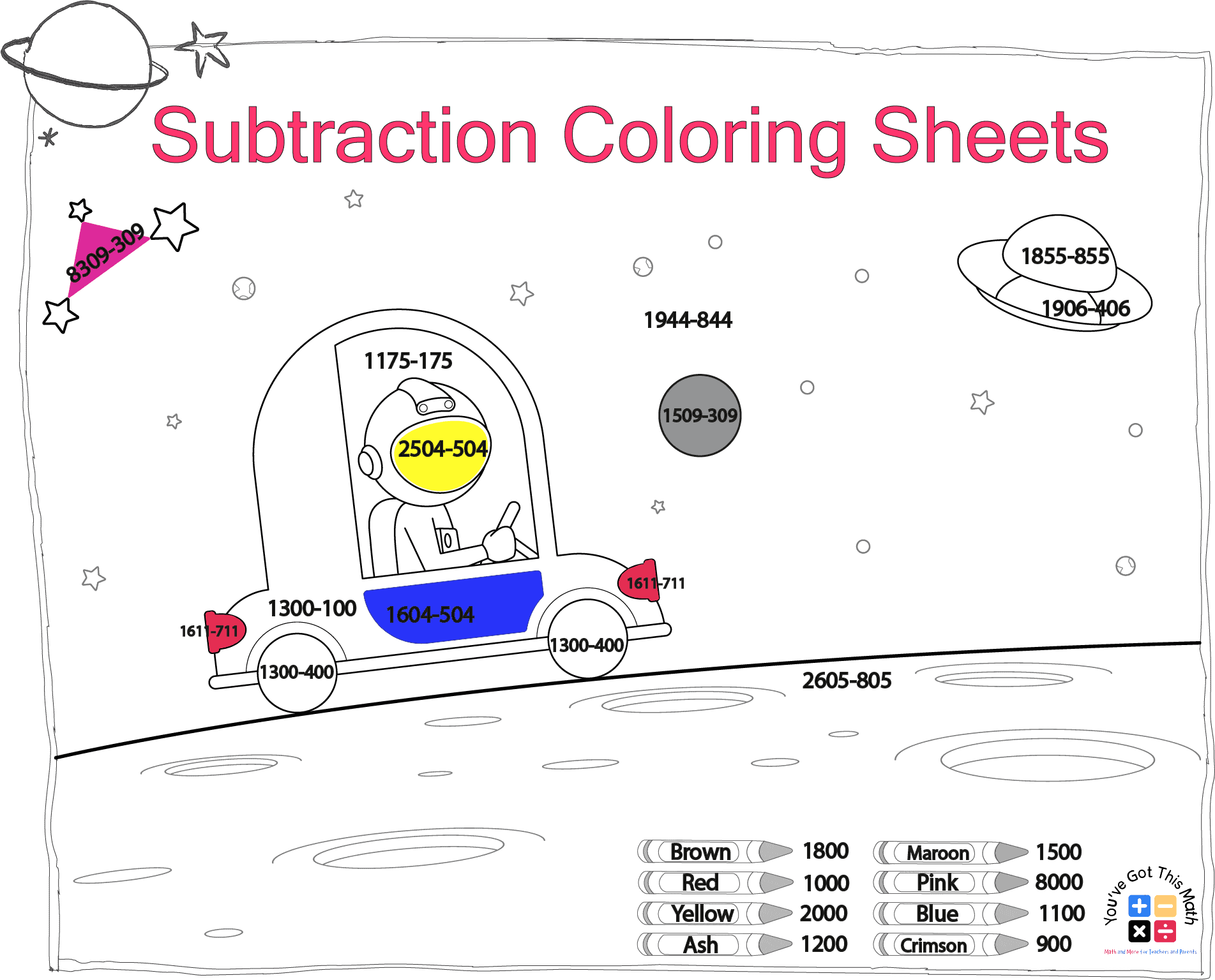 10+ Subtraction Coloring Sheets | Free Printables