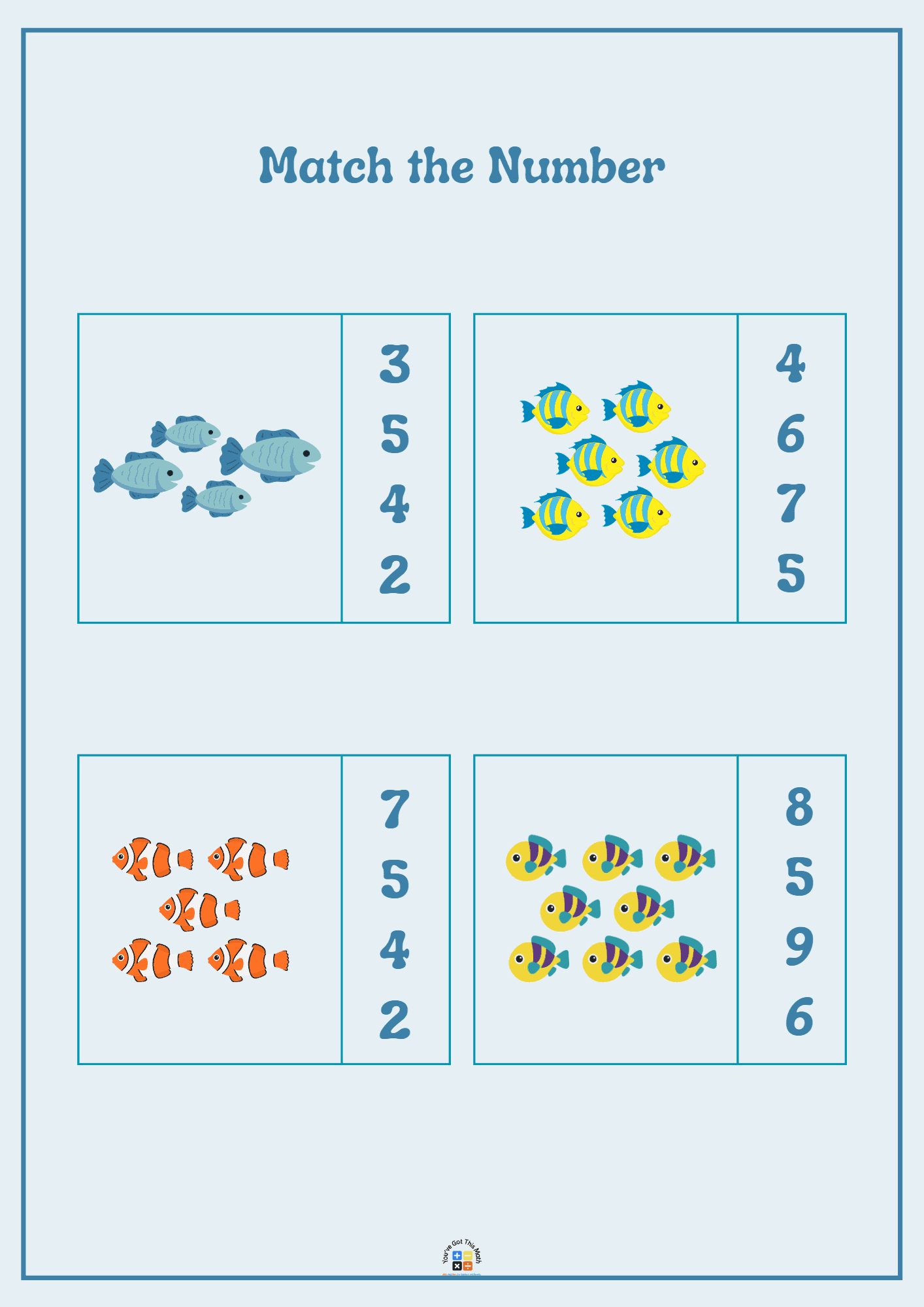 Match the number in Counting Fish game