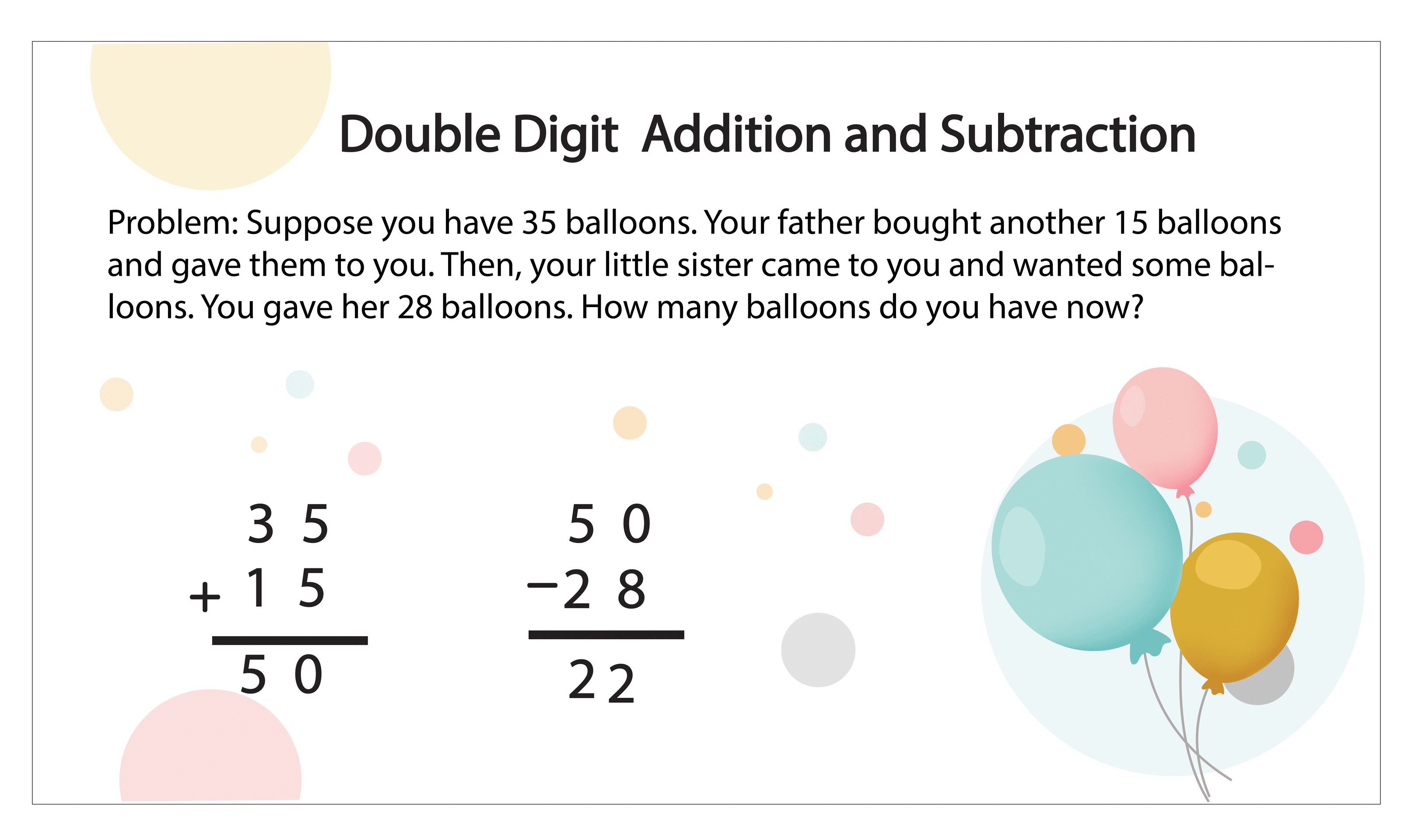 Double digit addition and subtraction