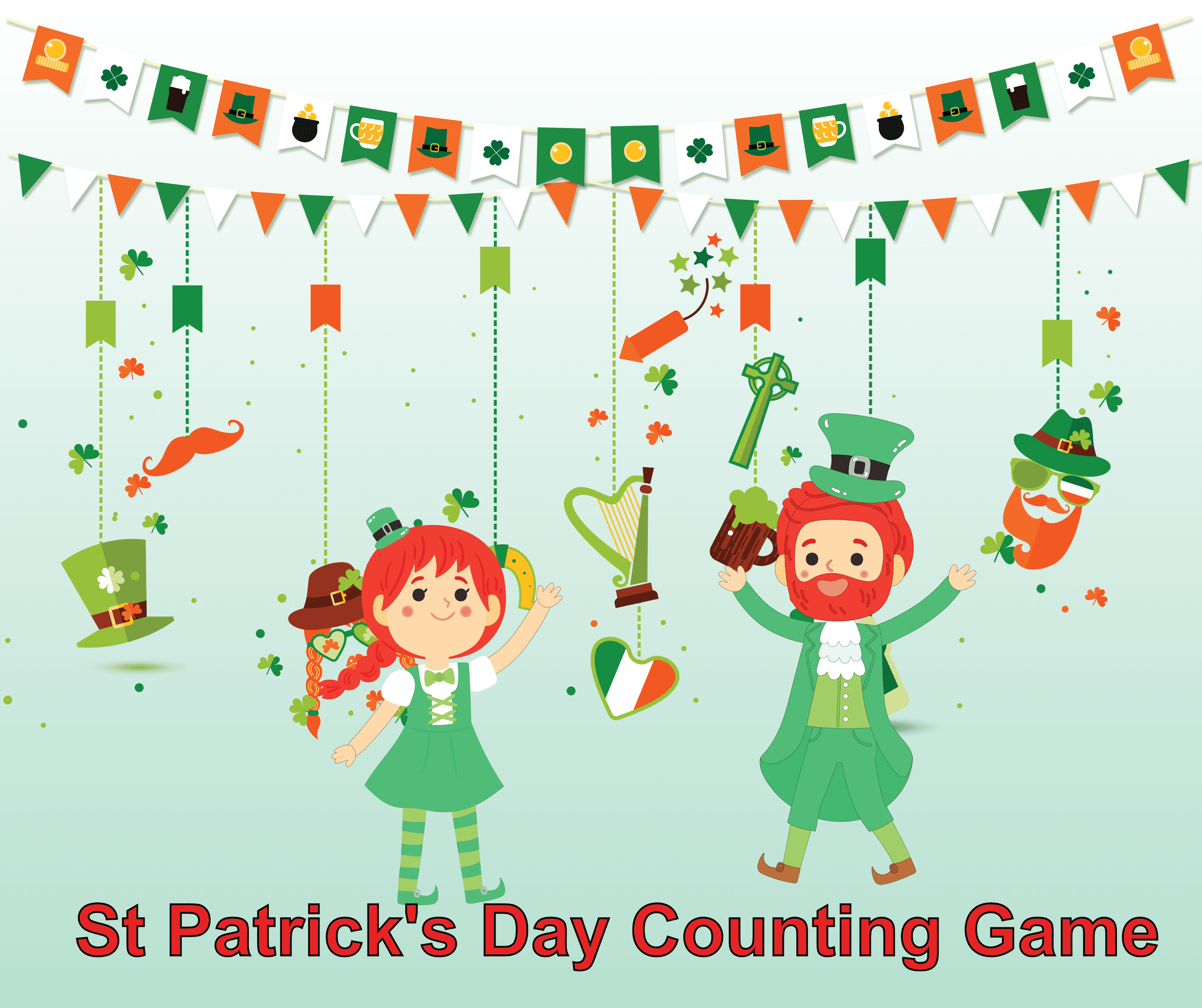 Two guys arranging St. Patrick's day Counting Game