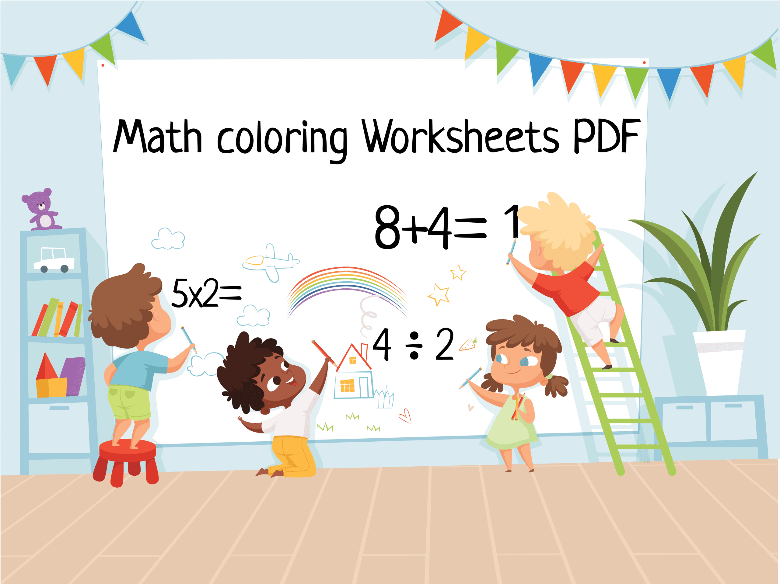 Children coloring math worksheets