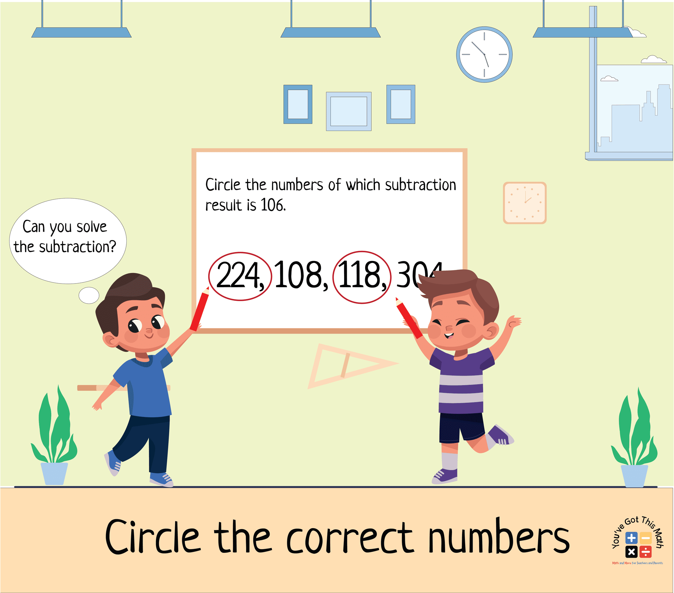 circle the correct numbers in 3 digit subtraction with regrouping worksheets