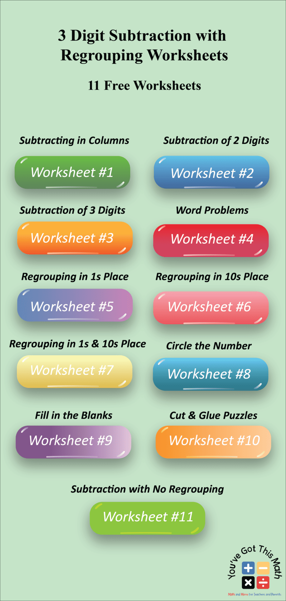 11 Free 3 Digit Subtraction with Regrouping Worksheets PDF