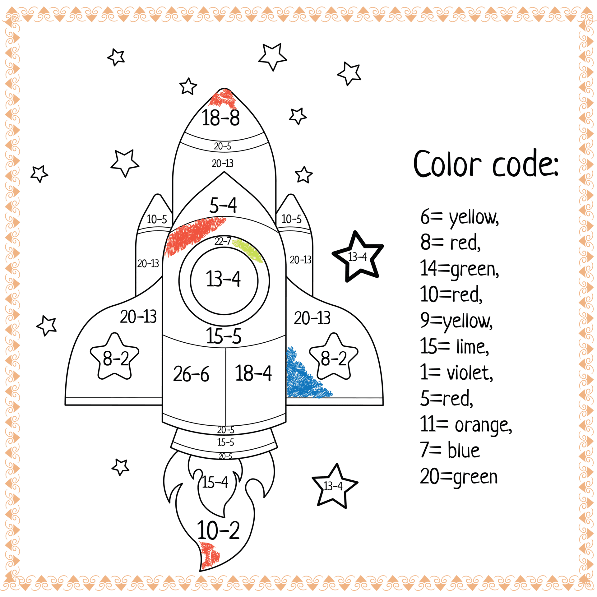 subtract and color the math coloring worksheets pdf 