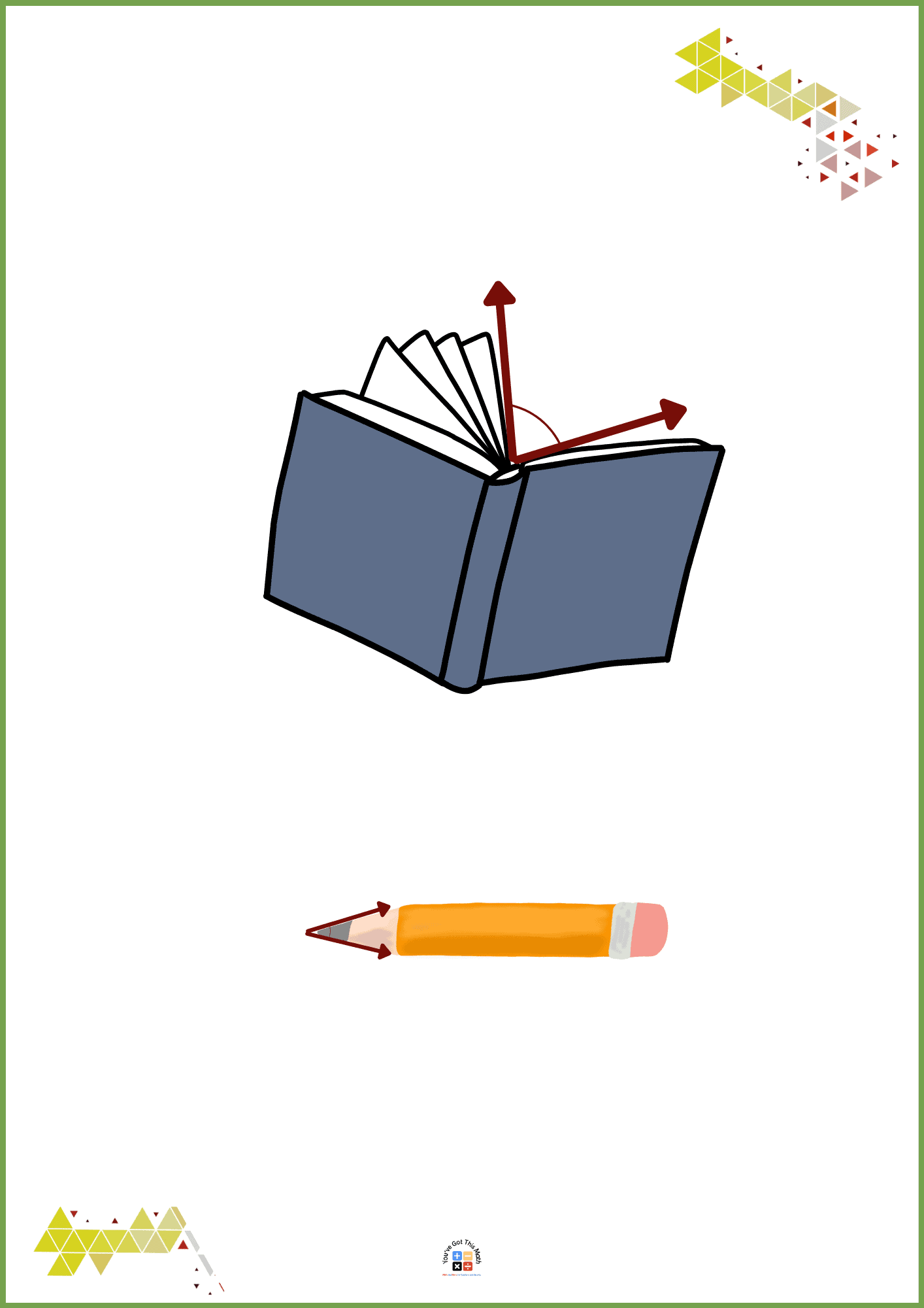 Books and Pencil Tips in Acute Angle Shape