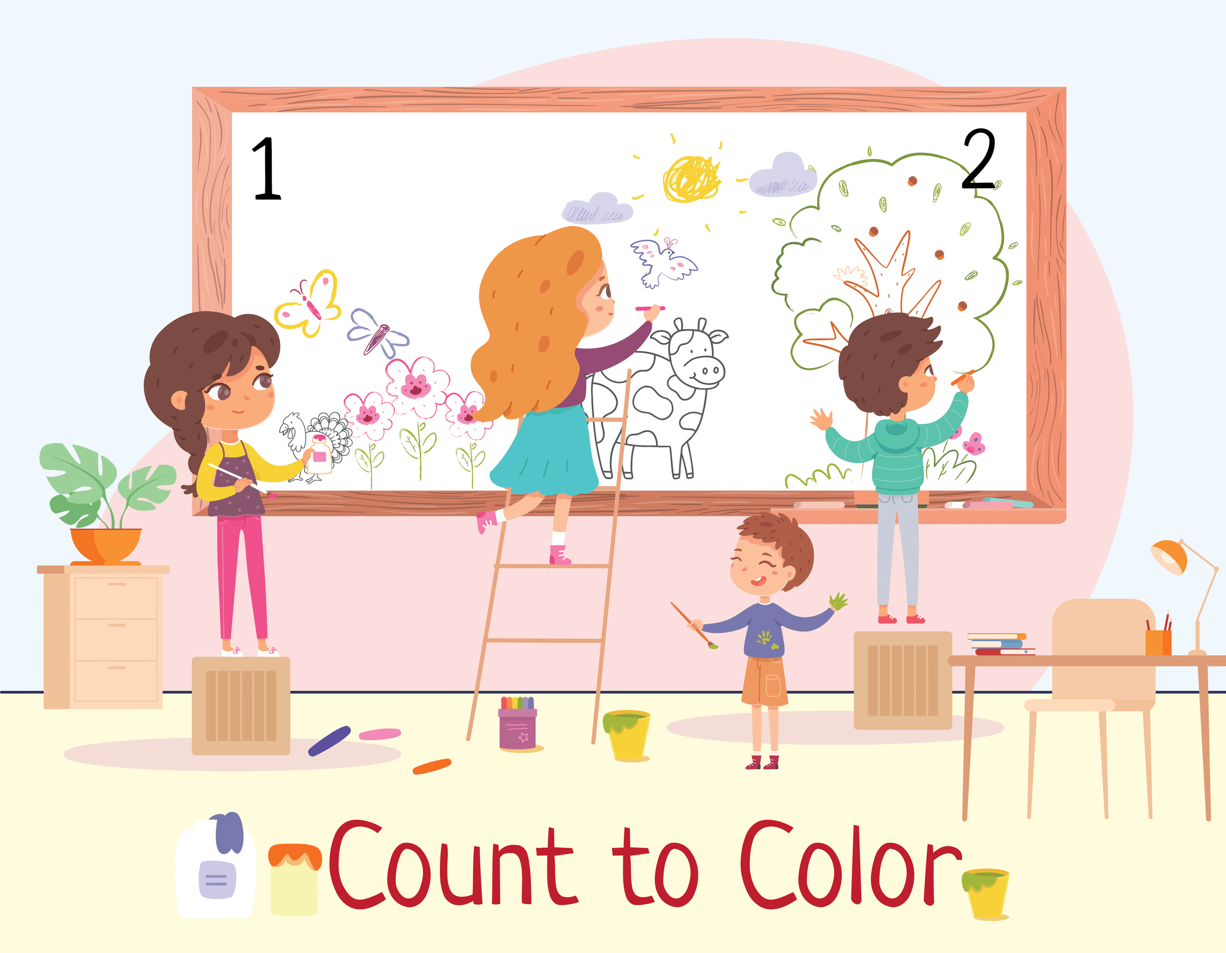 Counting Numbers to Color the Farm Animals
