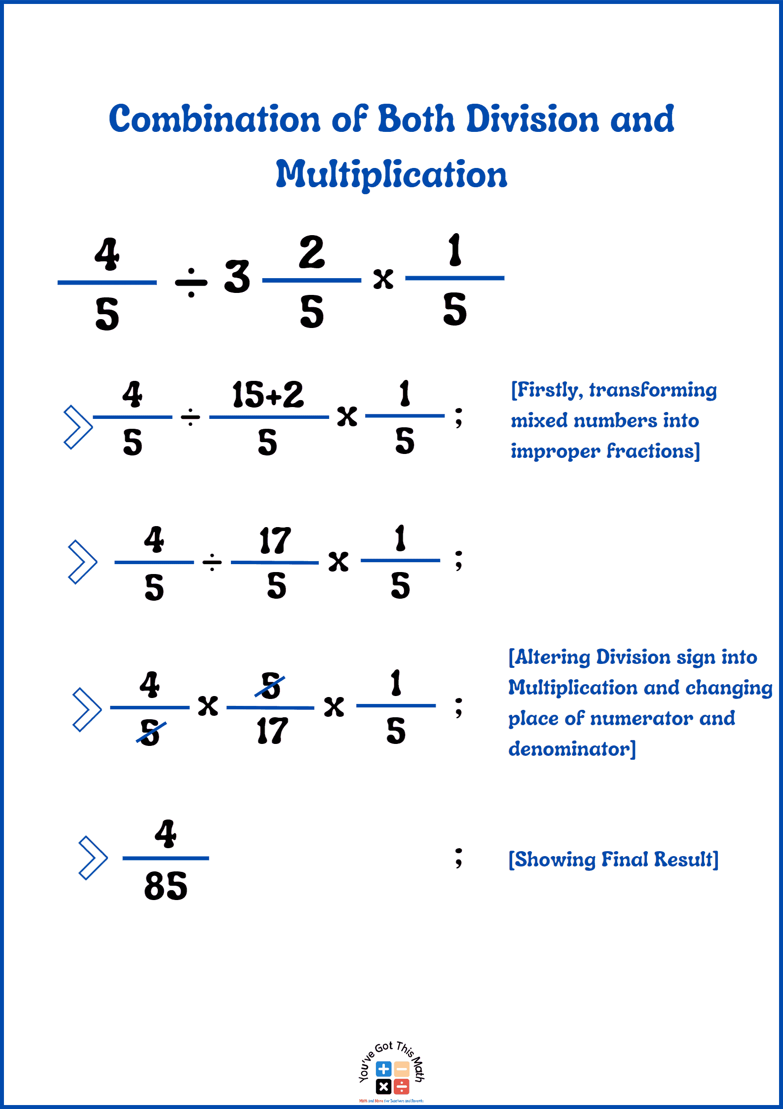Doing Both Divisions and Multiplications with Same Denominator