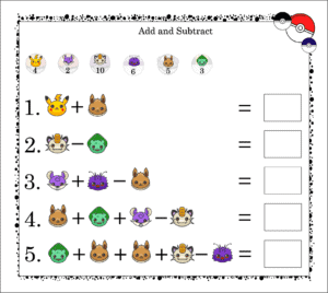 8 Exciting Pokémon Math Worksheets | 22 Free Pages