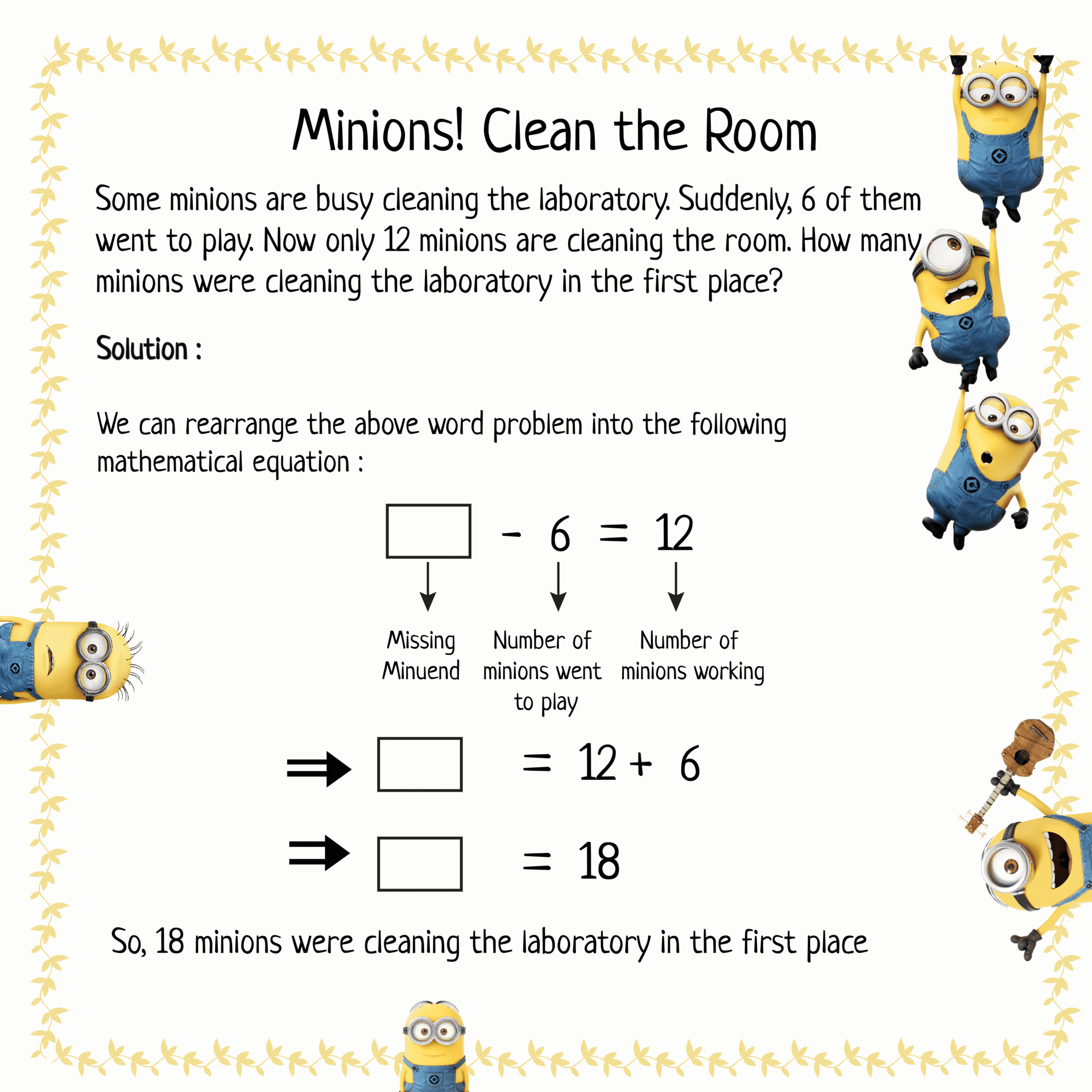 Finding Number of Minions Using Missing Minuend