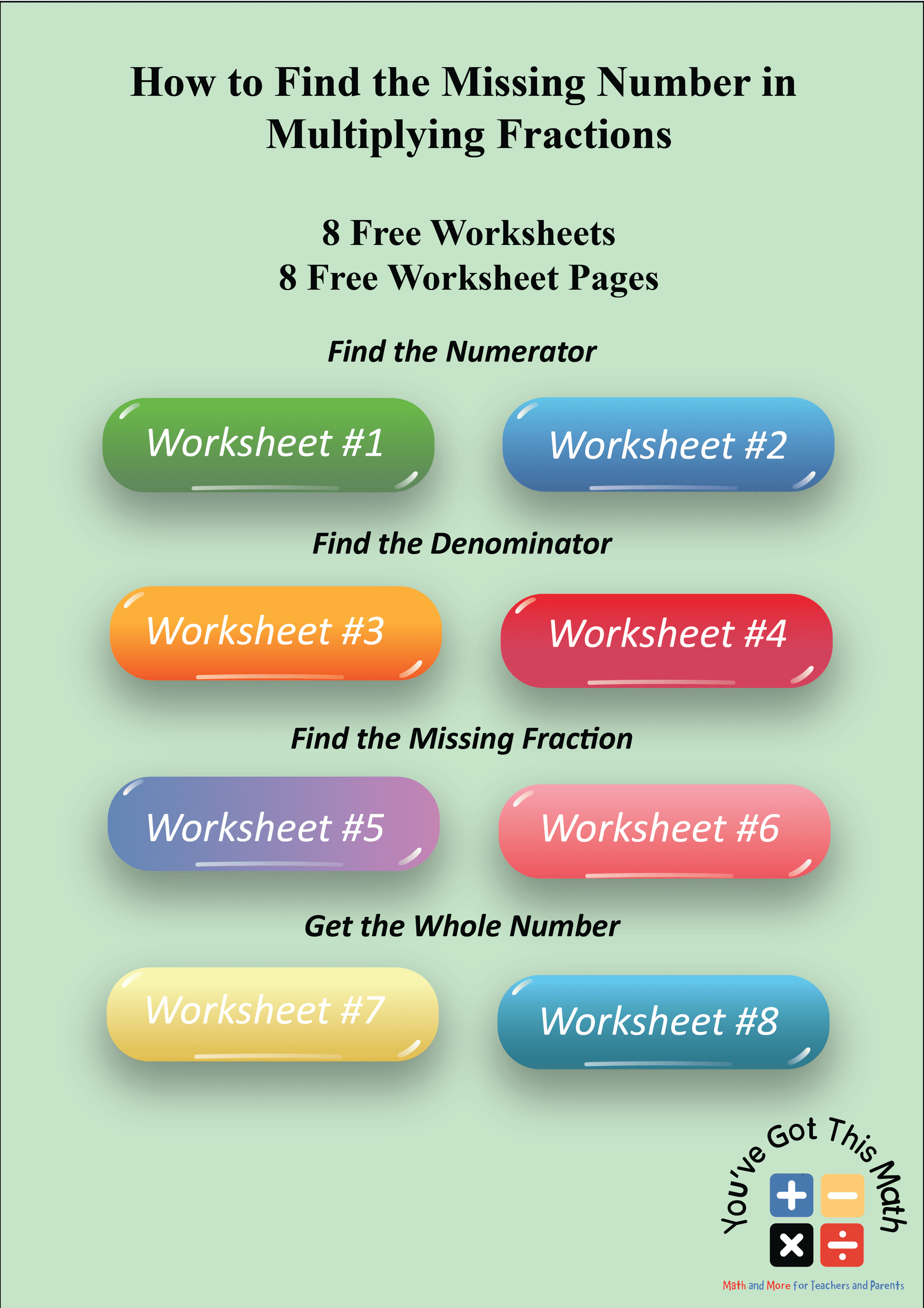 How to Find the Missing Number in Multiplying Fractions | Free Printable