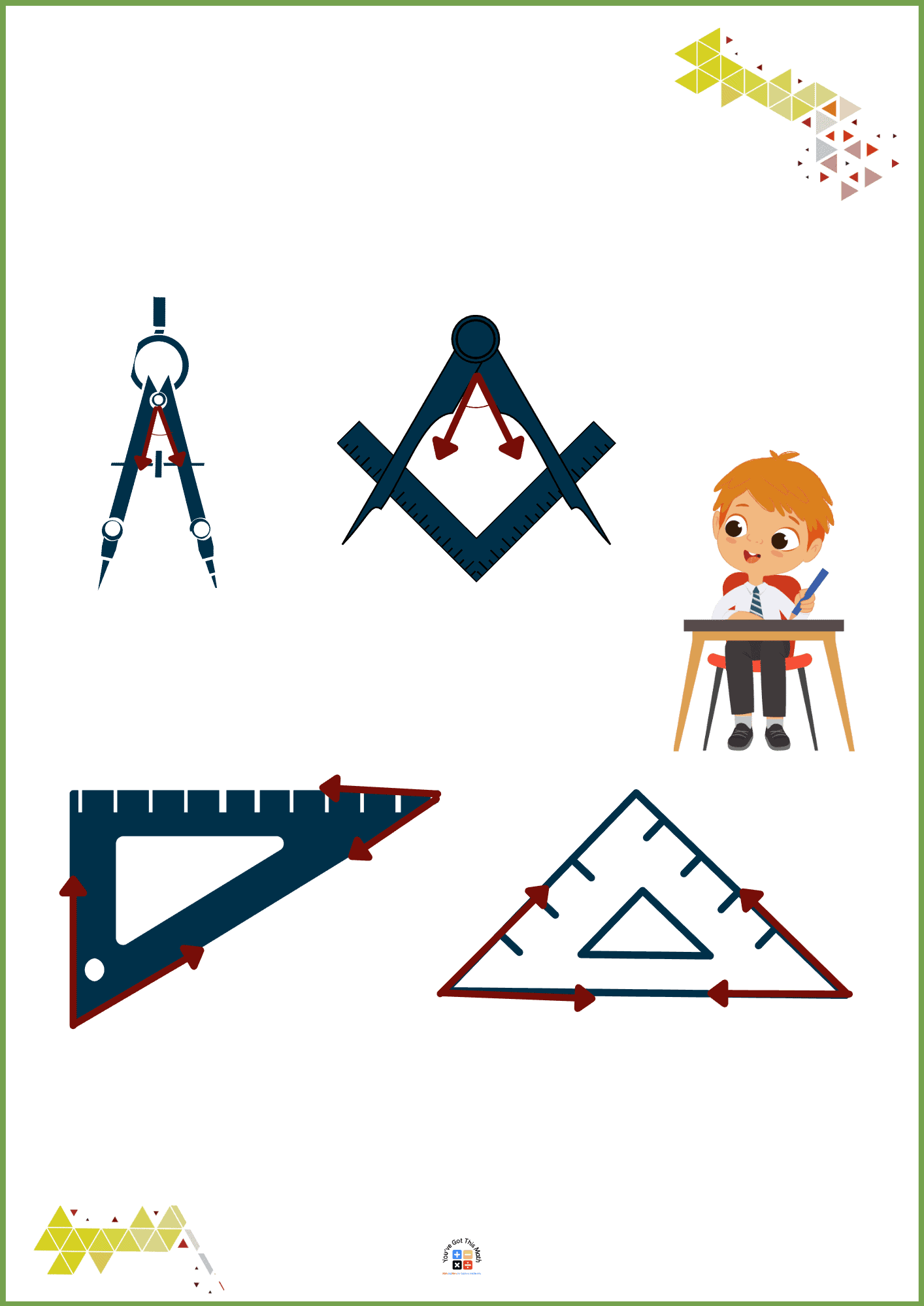 Set Square and Compasses in Acute Angle Shape