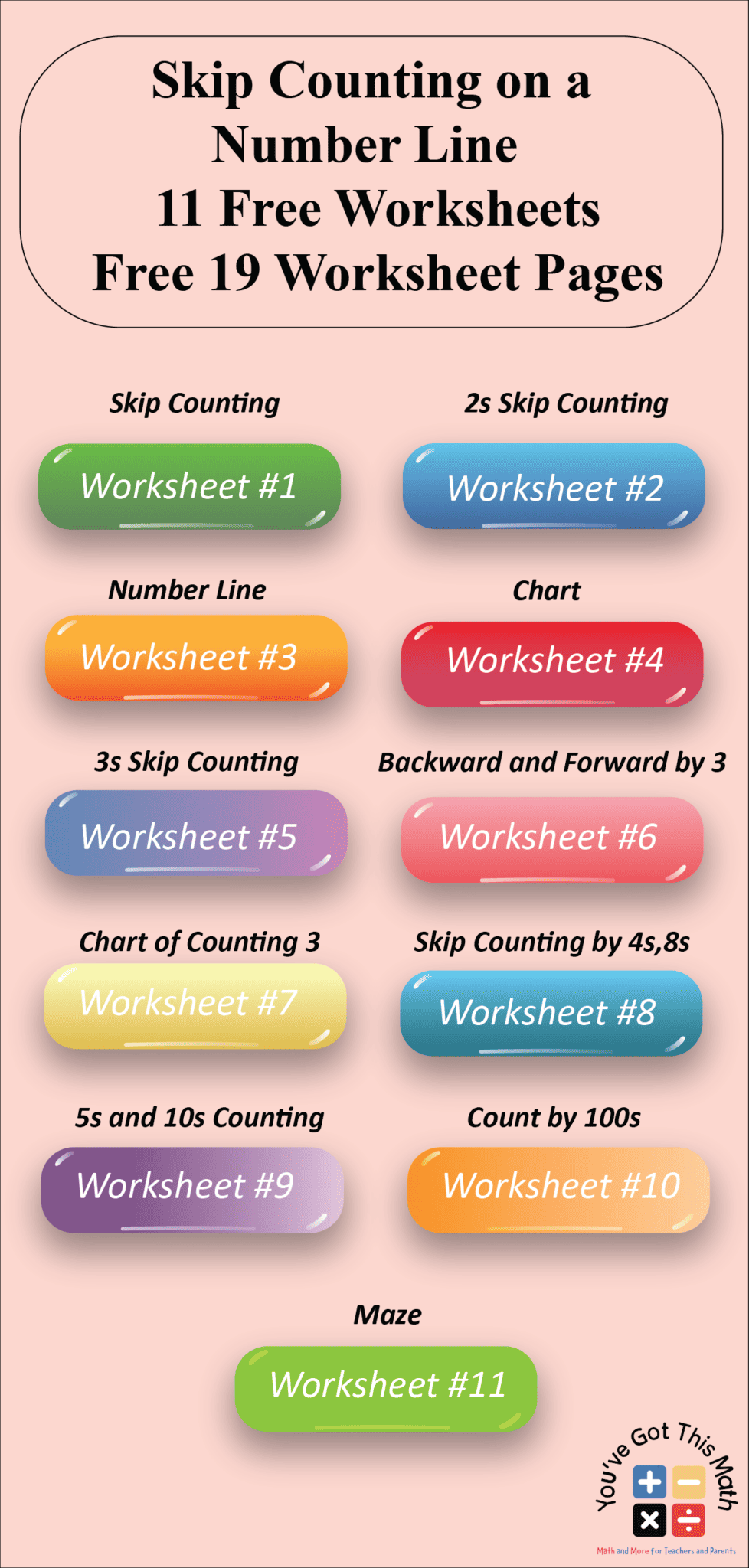 11 Free Skip Counting on a Number Line Worksheets