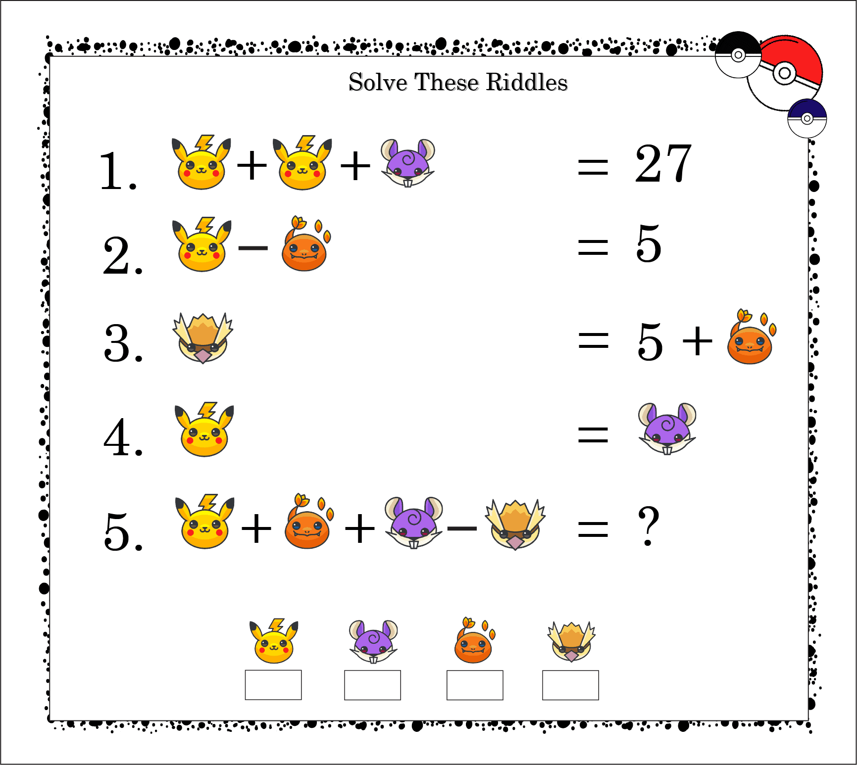 Pokémon puzzle  Pokemon, Pokemon math games, Math games for kids