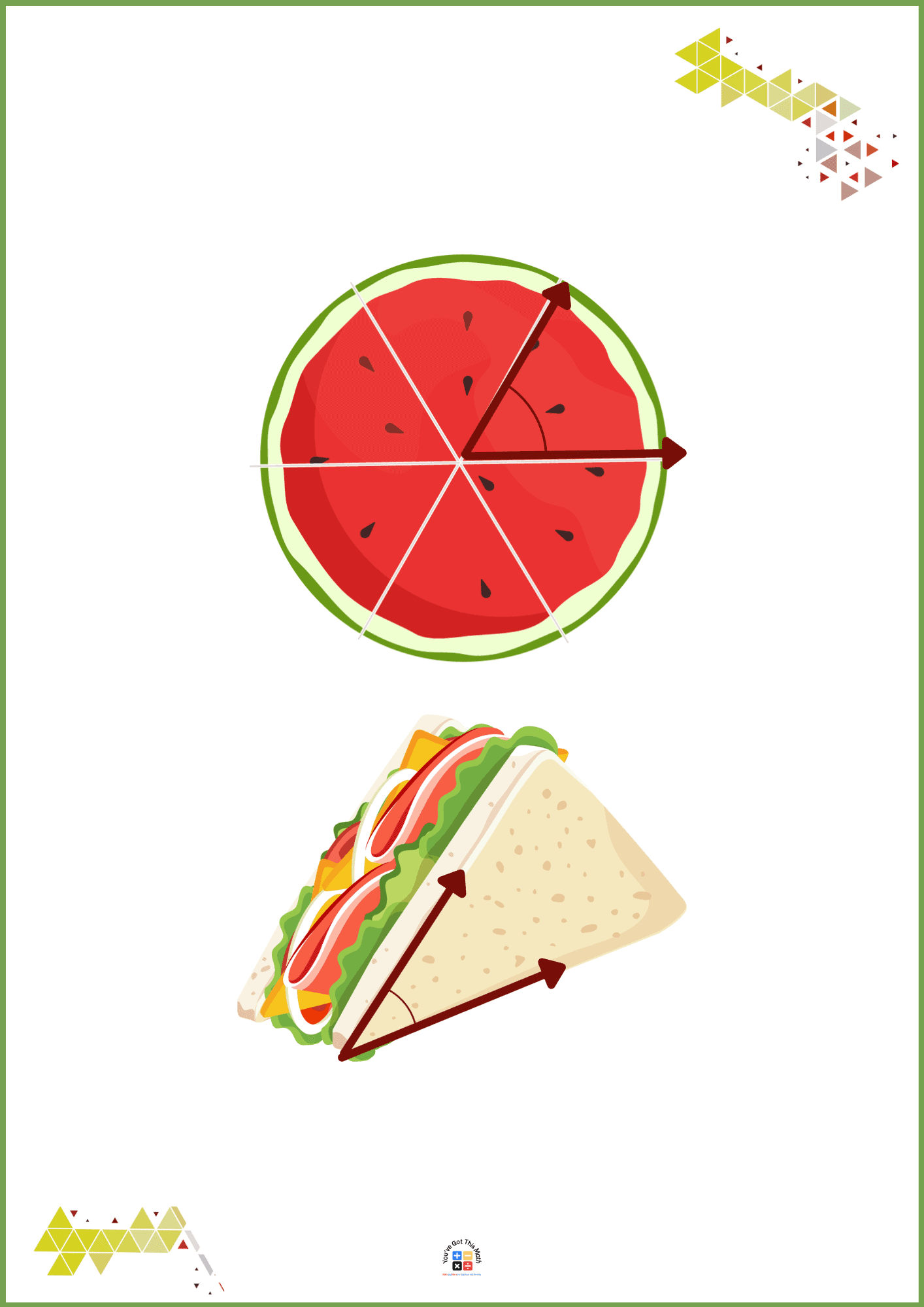 Watermelon and Sandwich Slice of Acute Angle Shape