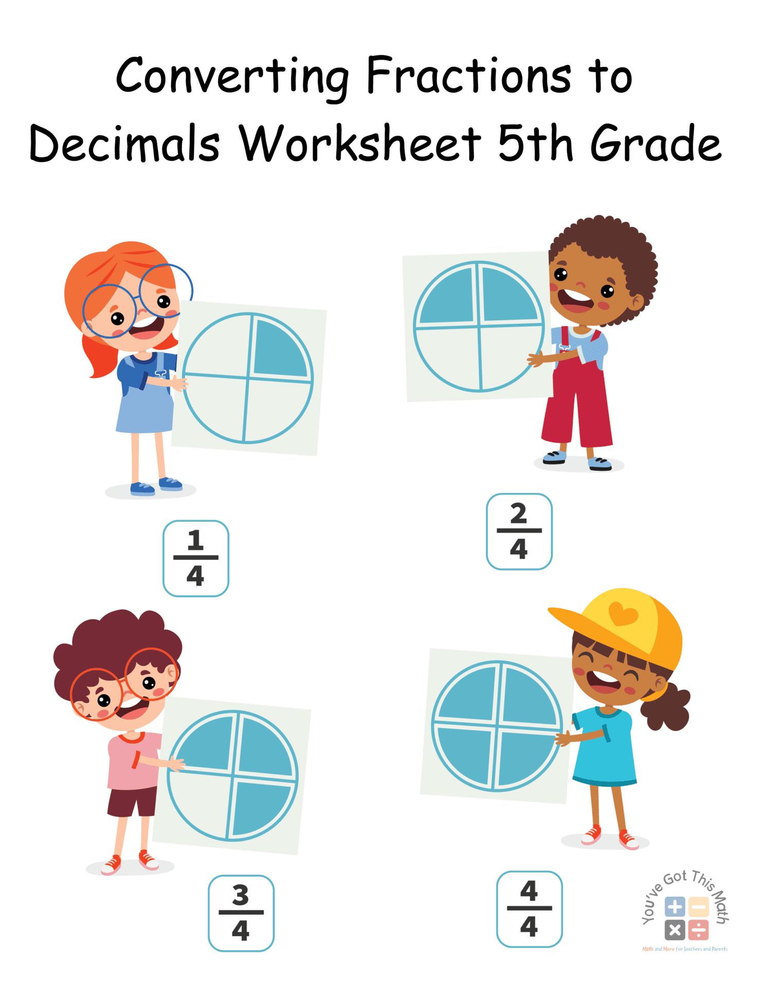 Converting Fractions to Decimals for 5th Grade 7 Free Worksheets