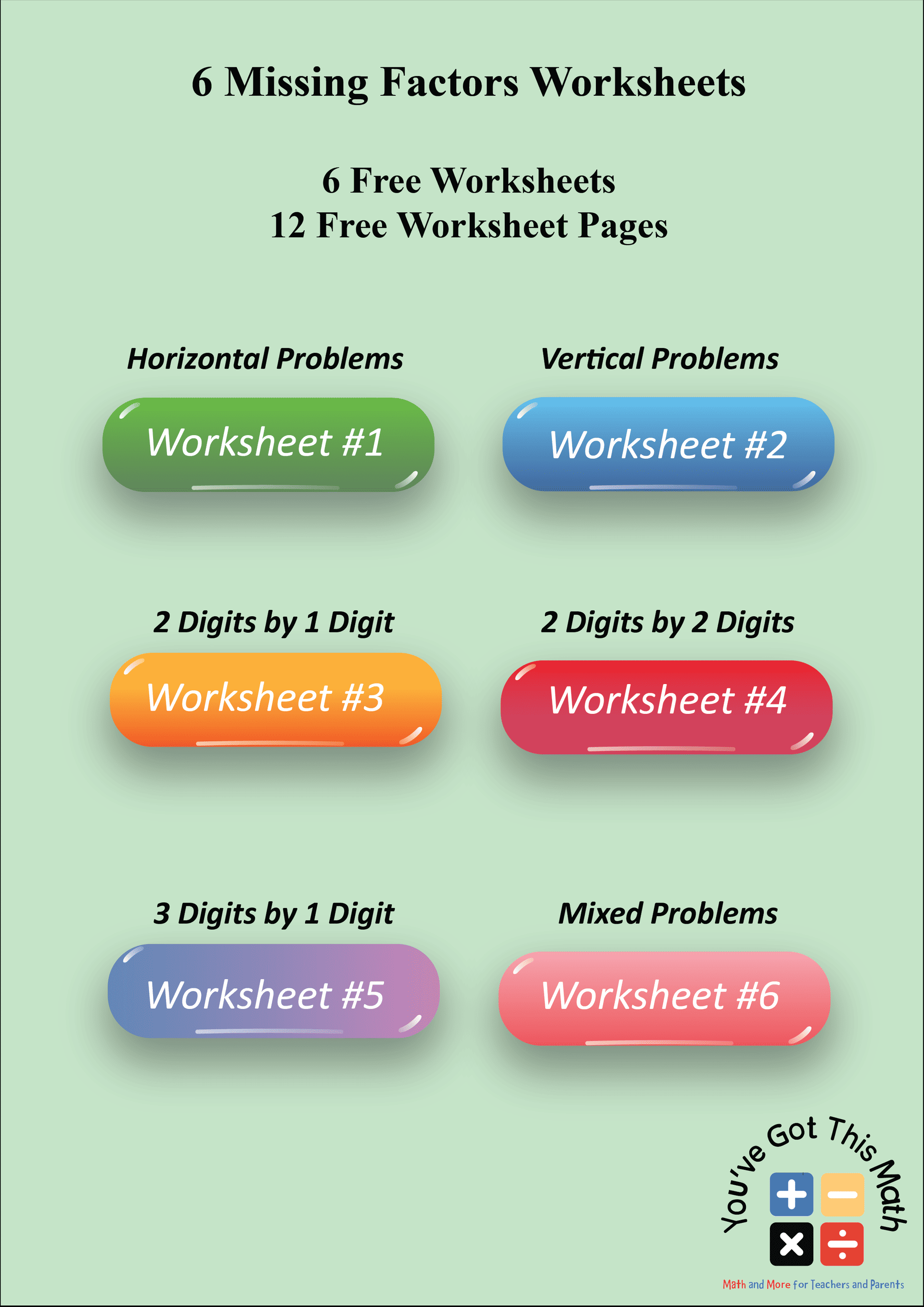 free missing factors worksheets