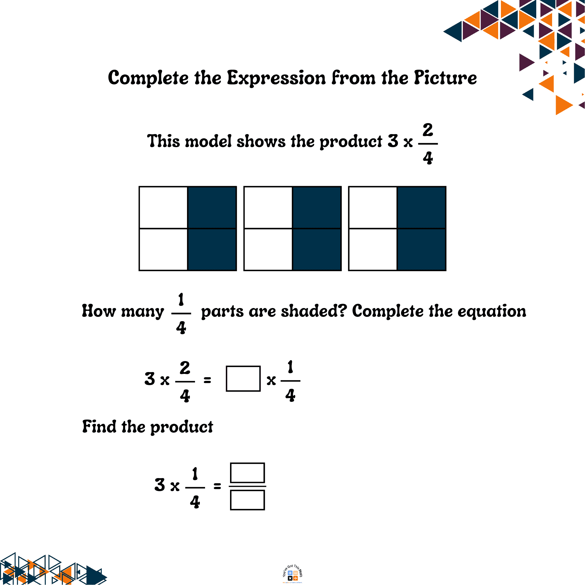 complete the expression in how to find the missing number in multiplying fractions