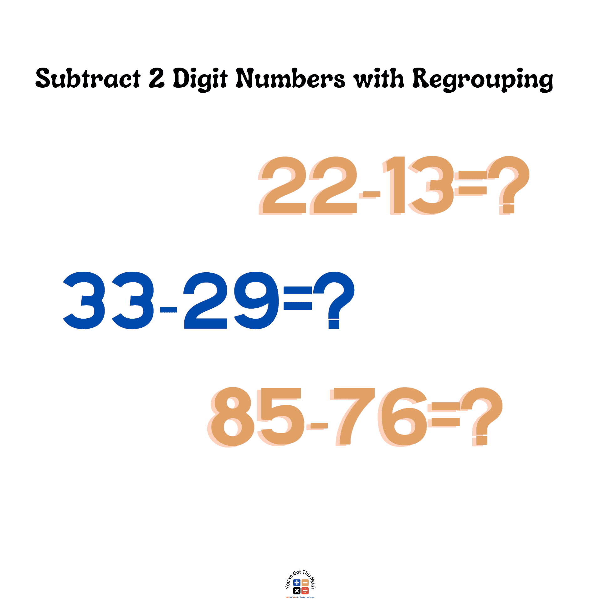 Subtraction of 2 digit numbers with regrouping